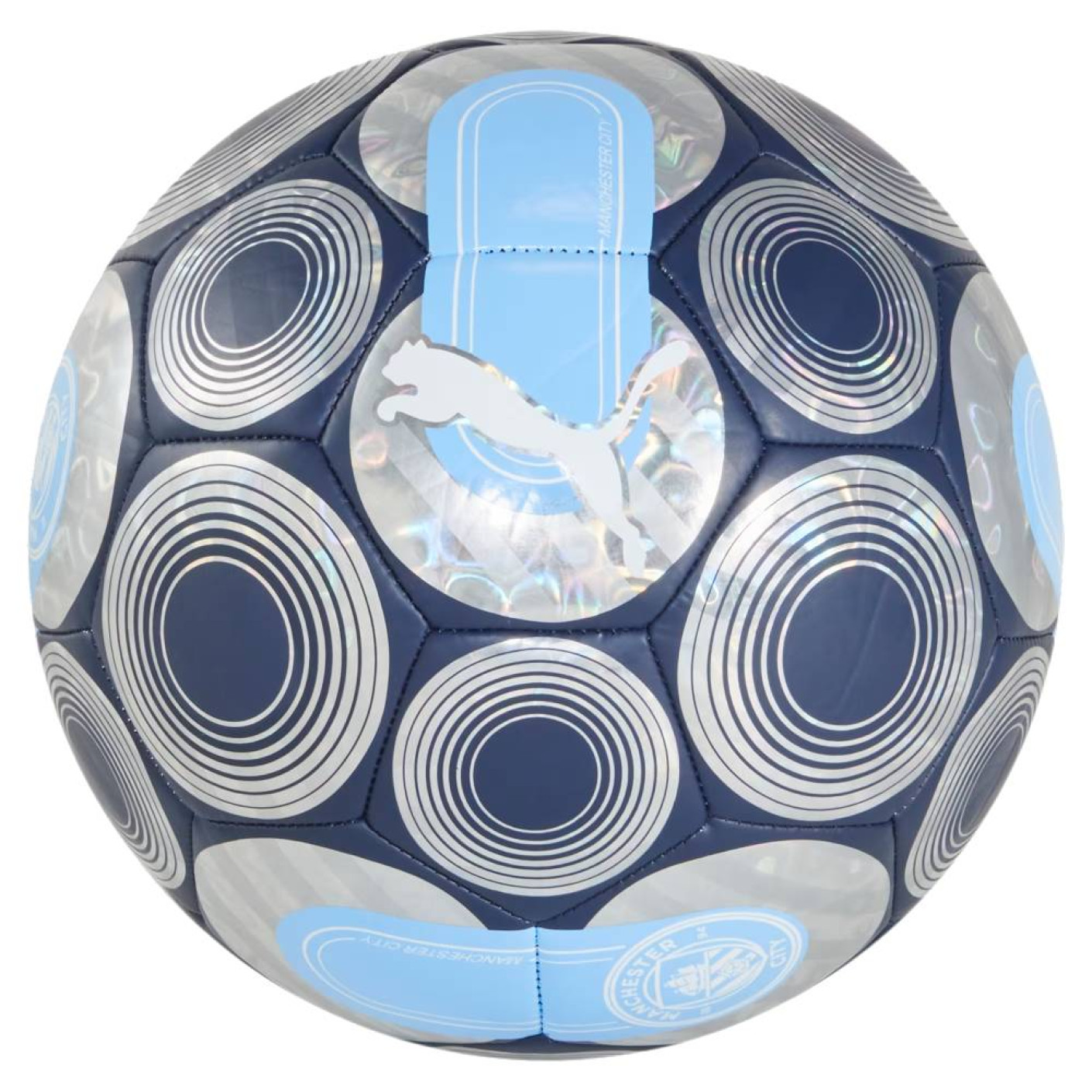 Ballon de football PUMA Manchester City Culture+, taille 5, bleu foncé, bleu clair, blanc