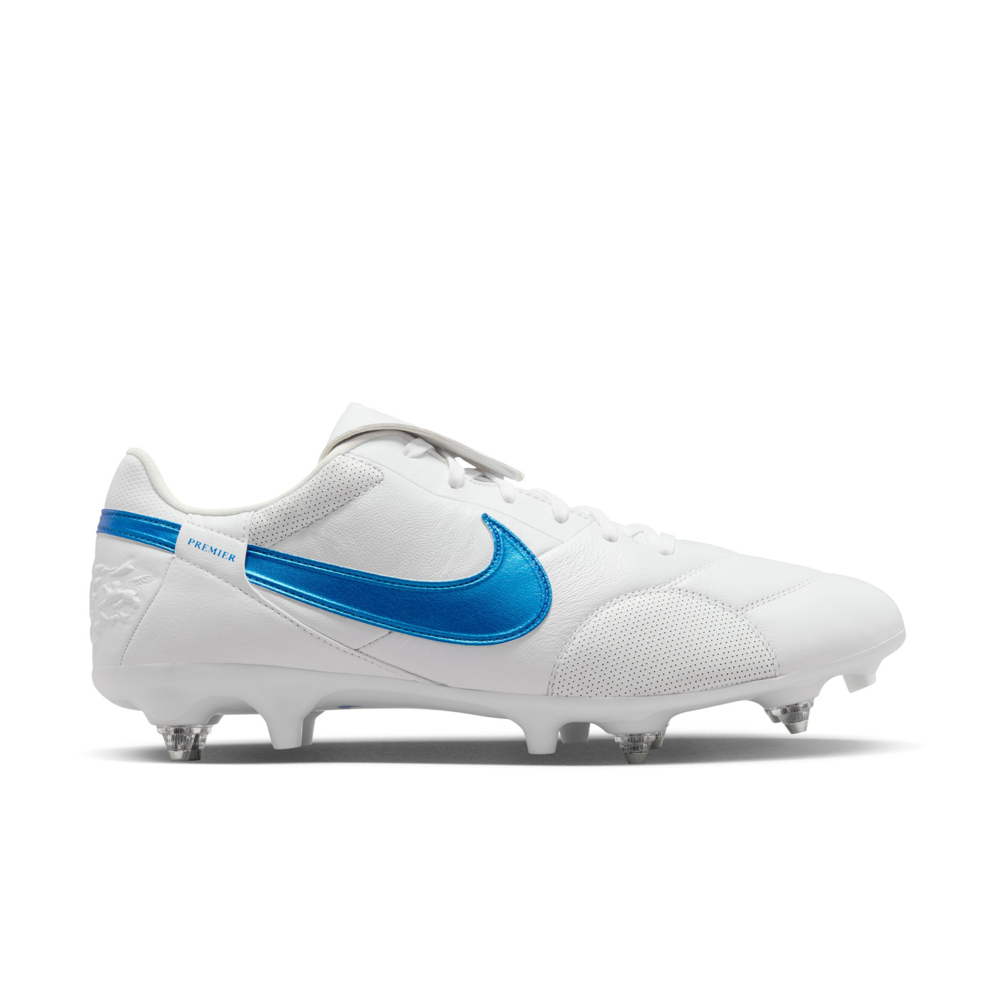 Nike Premier III Crampons Vissés Chaussures de Football (SG) Anti-Clog Blanc Bleu