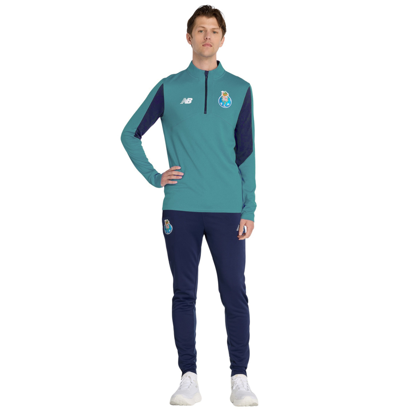 New Balance FC Porto Survêtement 1/4-Zip 2024-2025 Bleu-Gris Bleu Foncé Blanc