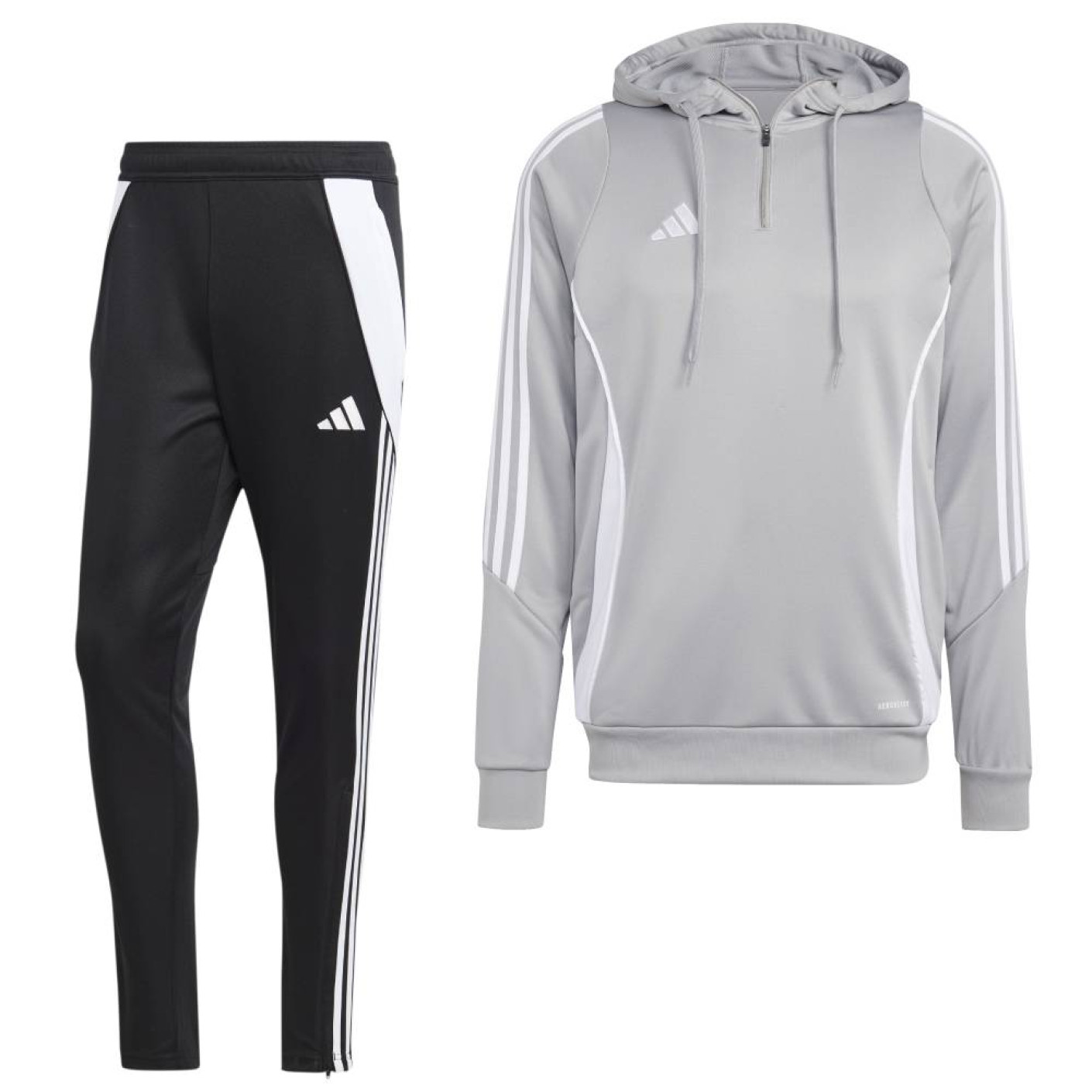 Survêtement à capuche adidas Tiro 24 à fermeture éclair 1/4 gris blanc