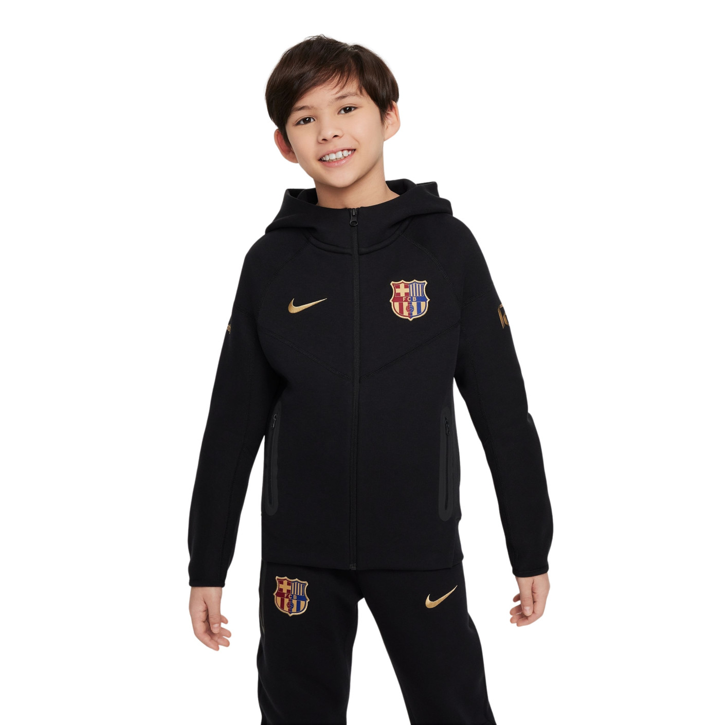 Nike FC Barcelone Tech Fleece Veste 2024-2025 Enfants Noir Doré