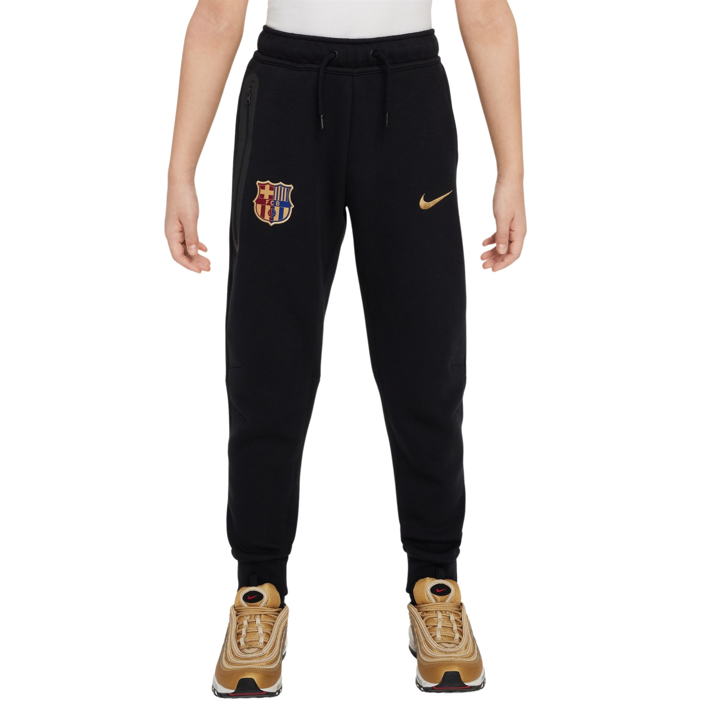 Nike FC Barcelone Tech Fleece Pantalon 2024-2025 Enfants Noir Doré