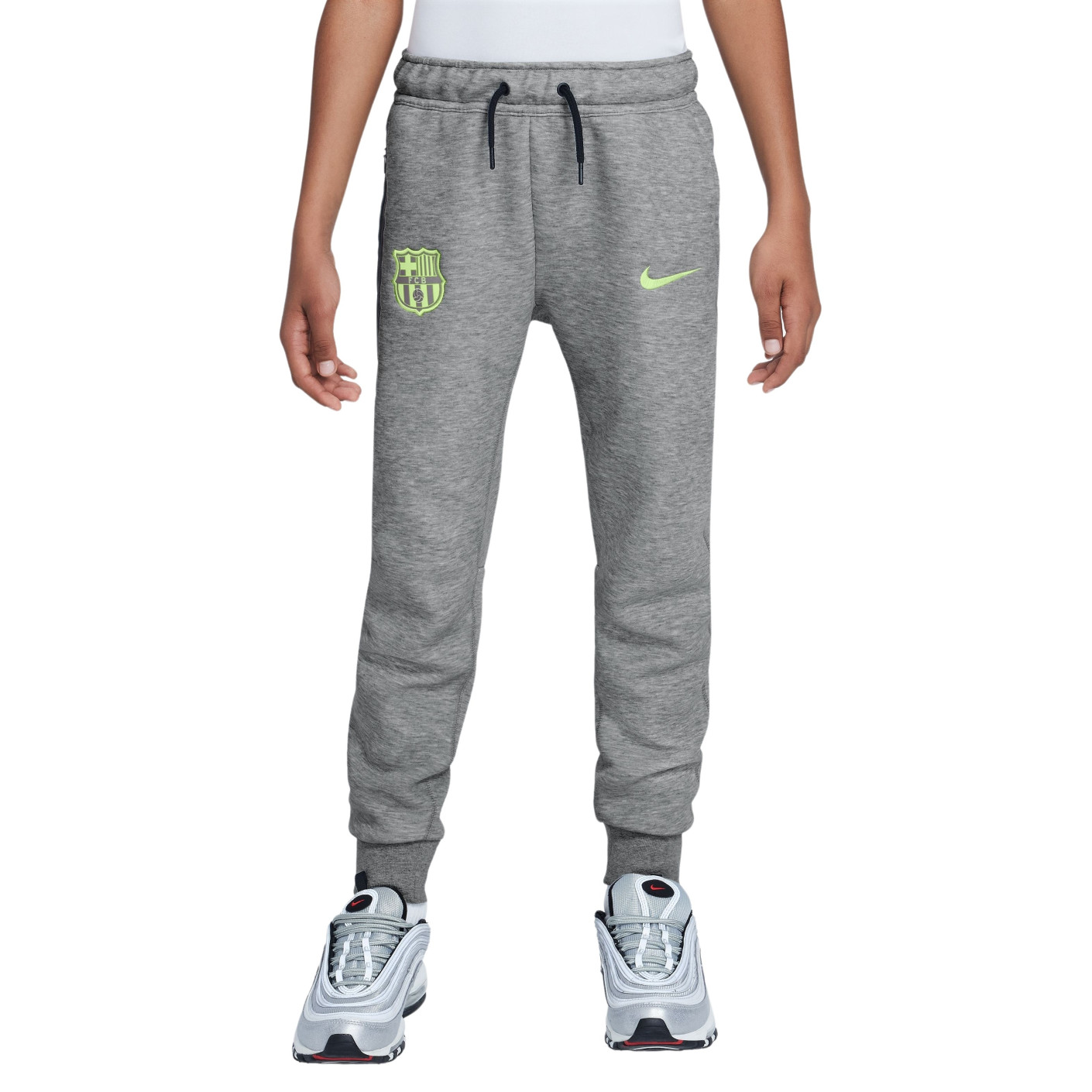 Nike FC Barcelone Tech Fleece Pantalon de Jogging 2024-2025 Enfants Gris Vert Clair