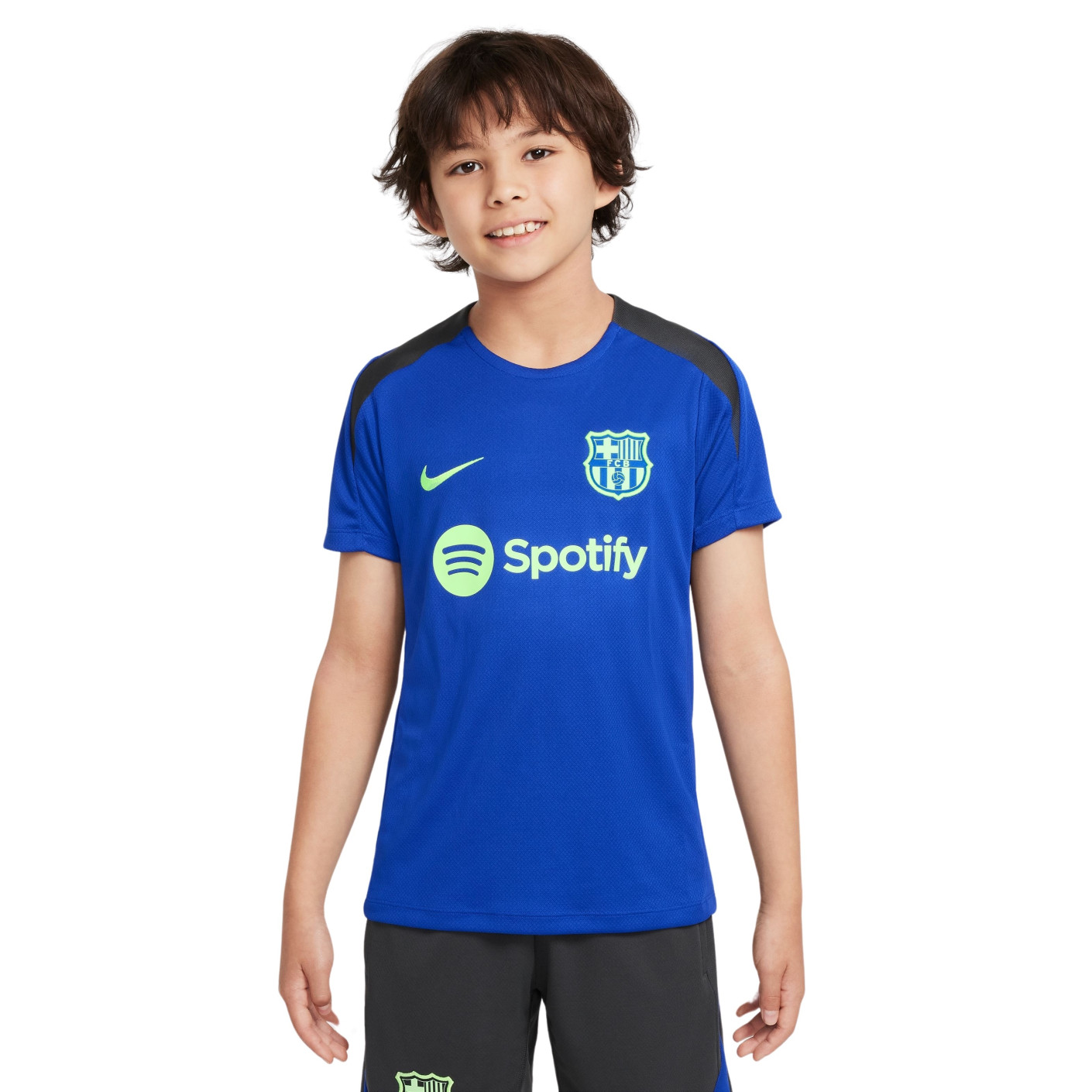 Nike FC Barcelona Strike Trainingsshirt 2024-2025 Kids Blauw Lichtgroen