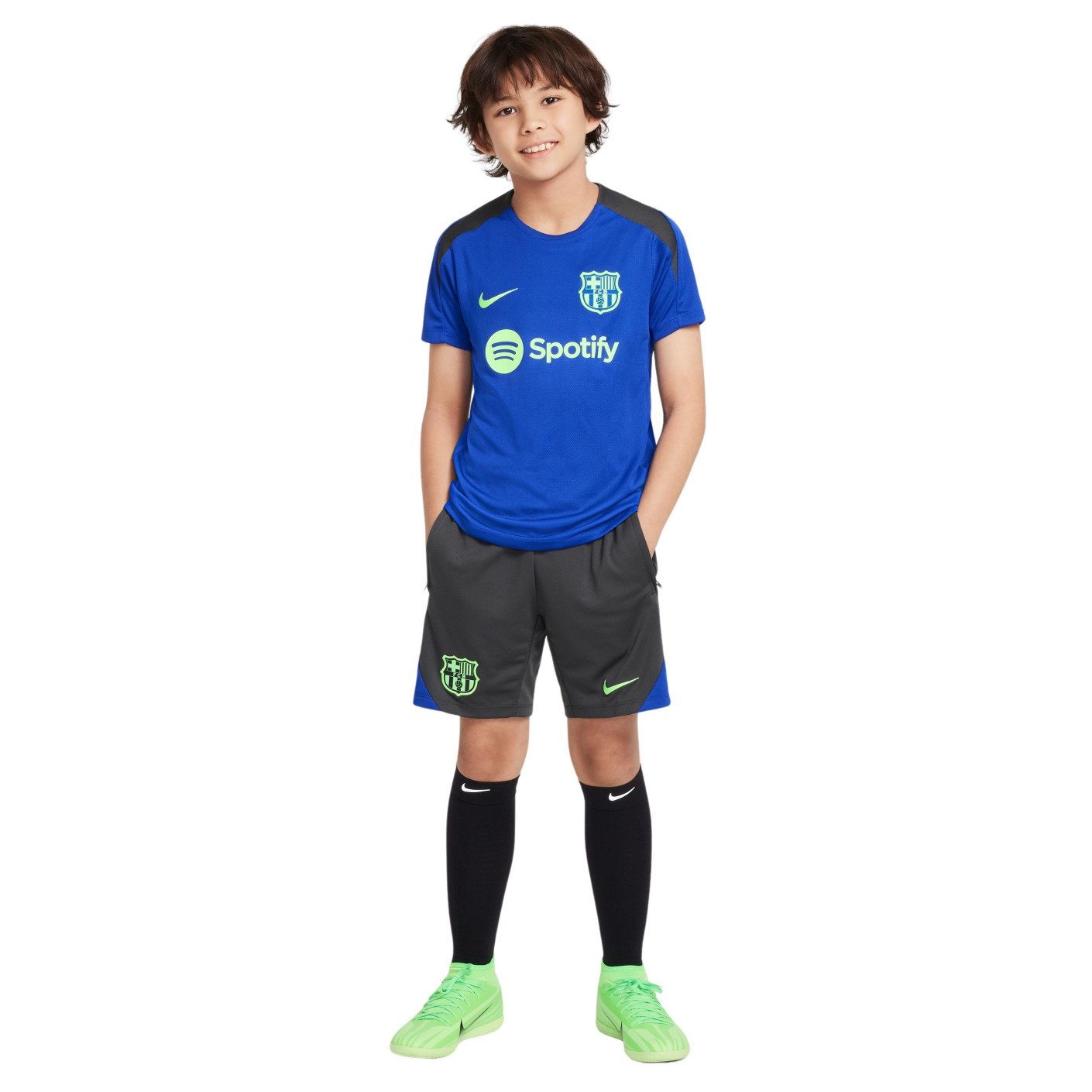 Nike FC Barcelone Strike Ensemble Training 2024-2025 Enfants Bleu Gris Foncé Vert Clair