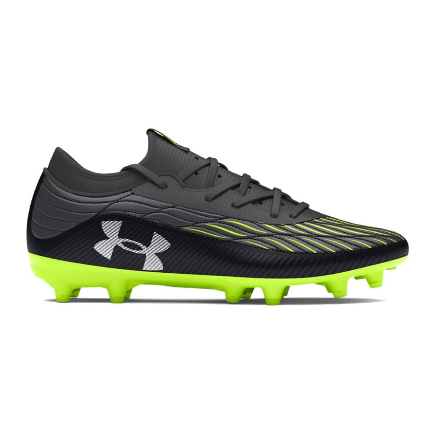 Chaussures de football Under Armour Magnetico Select 4.0 Grass (FG) pour enfants, noires et vertes