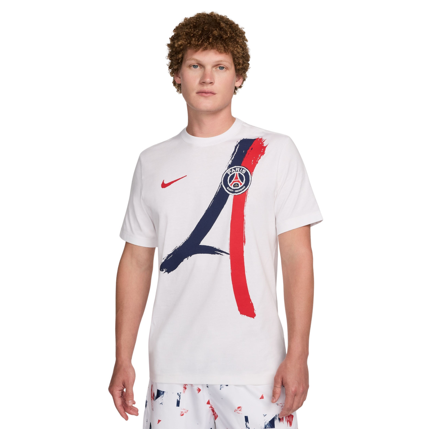 Nike Paris Saint-Germain Iconic T-Shirt 2024-2025 Blanc Bleu Foncé Rouge