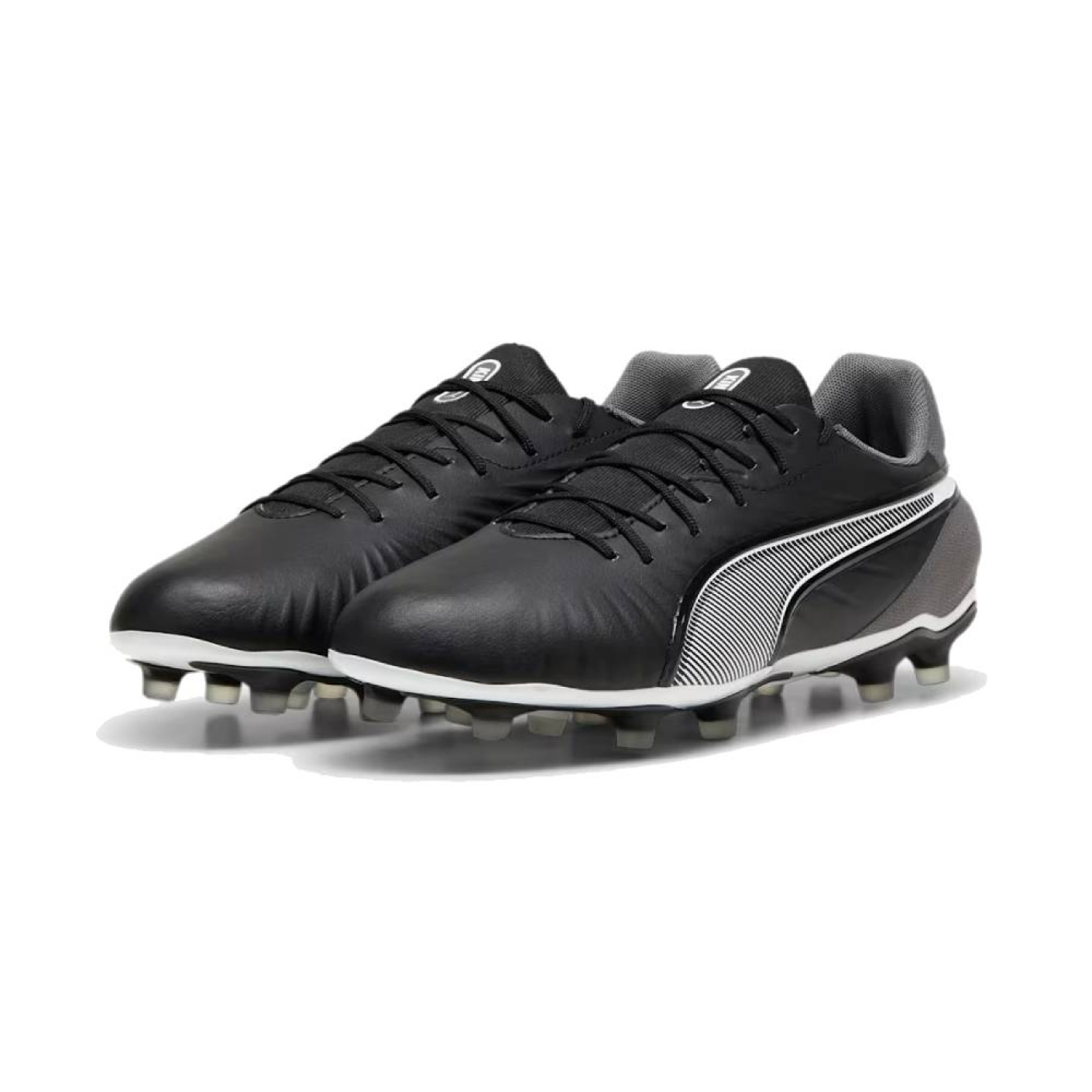 PUMA King Match Gazon Naturel Gazon Artificiel Chaussures de Foot (MG) Noir Blanc Gris