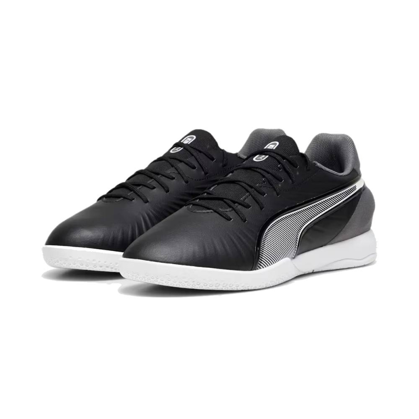 PUMA King Match Chaussures de Foot en Salle (IN) Noir Blanc Gris