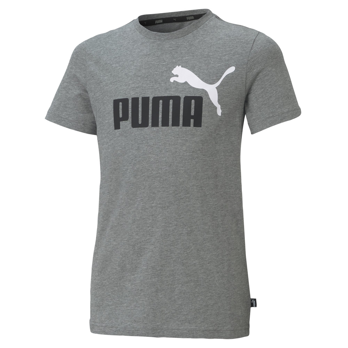 T-shirt à logo PUMA Essentials+ 2 pour enfants gris noir blanc