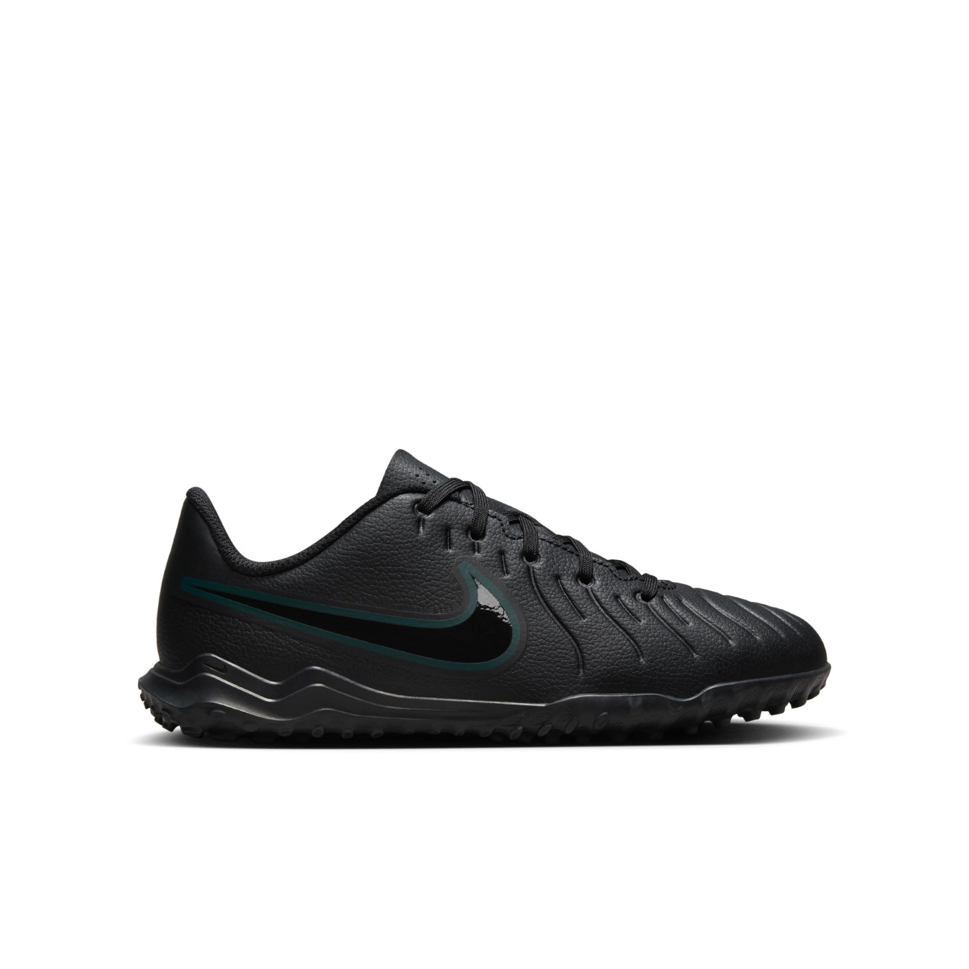 Nike Tiempo Legend 10 Club Turf Chaussures de Foot (TF) Enfants Noir Vert Foncé