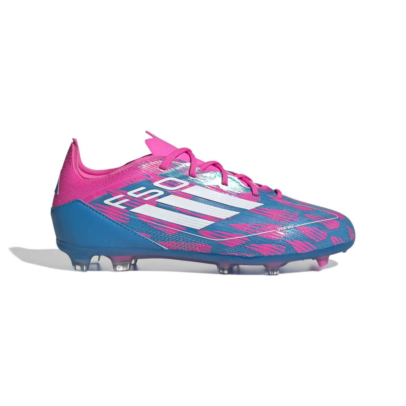 adidas F50 Pro Gazon Naturel Chaussures de Foot (FG) Enfants Bleu Rose Blanc