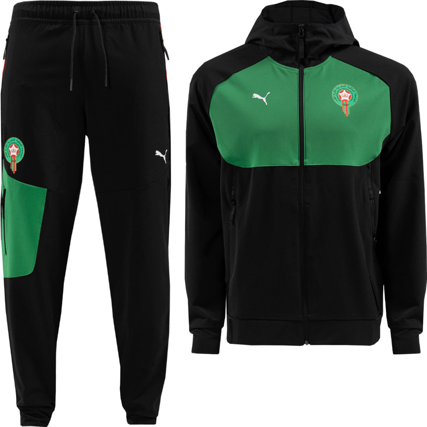 PUMA Maroc Pumatech Woven Survêtement Full-Zip 2024-2026 Noir Vert Rouge