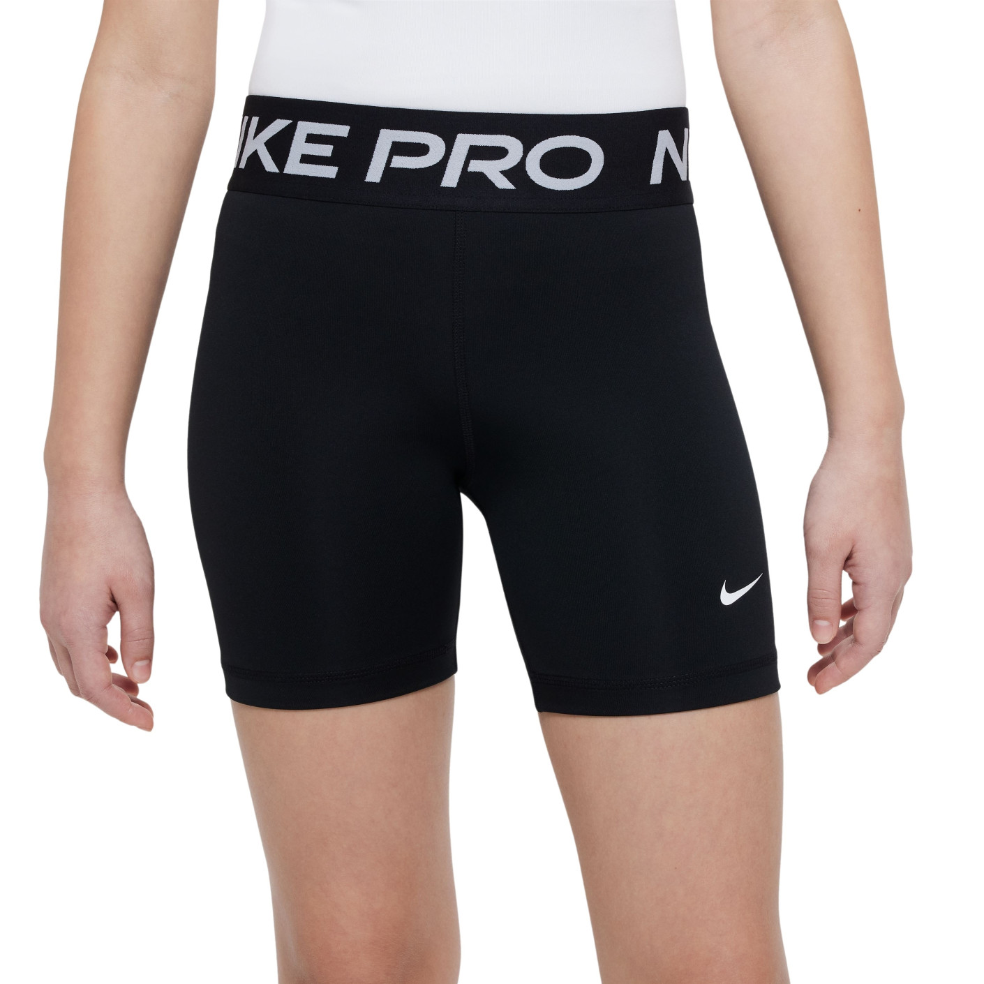 Short de sport Nike Pro 5IN pour fille, noir et blanc