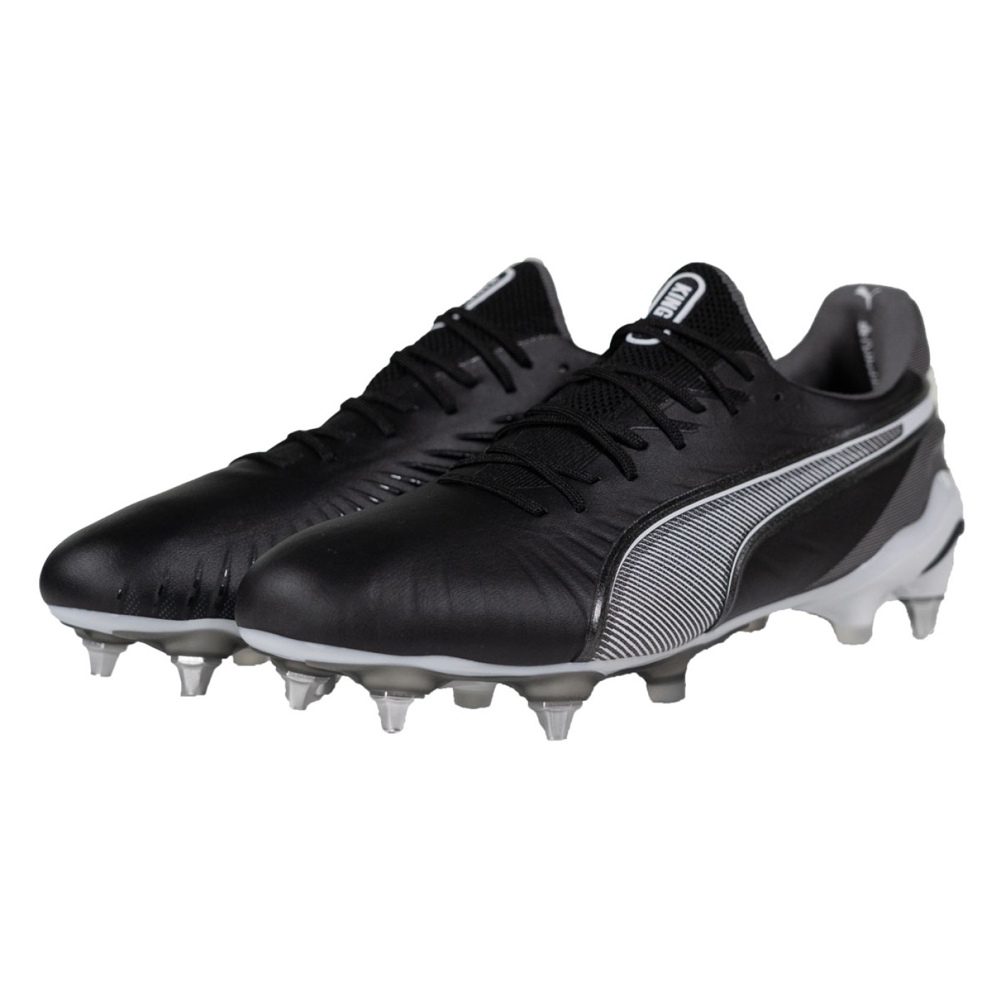 PUMA King Ultimate Crampons Visses Chaussures de Foot SG Noir Blanc Gris