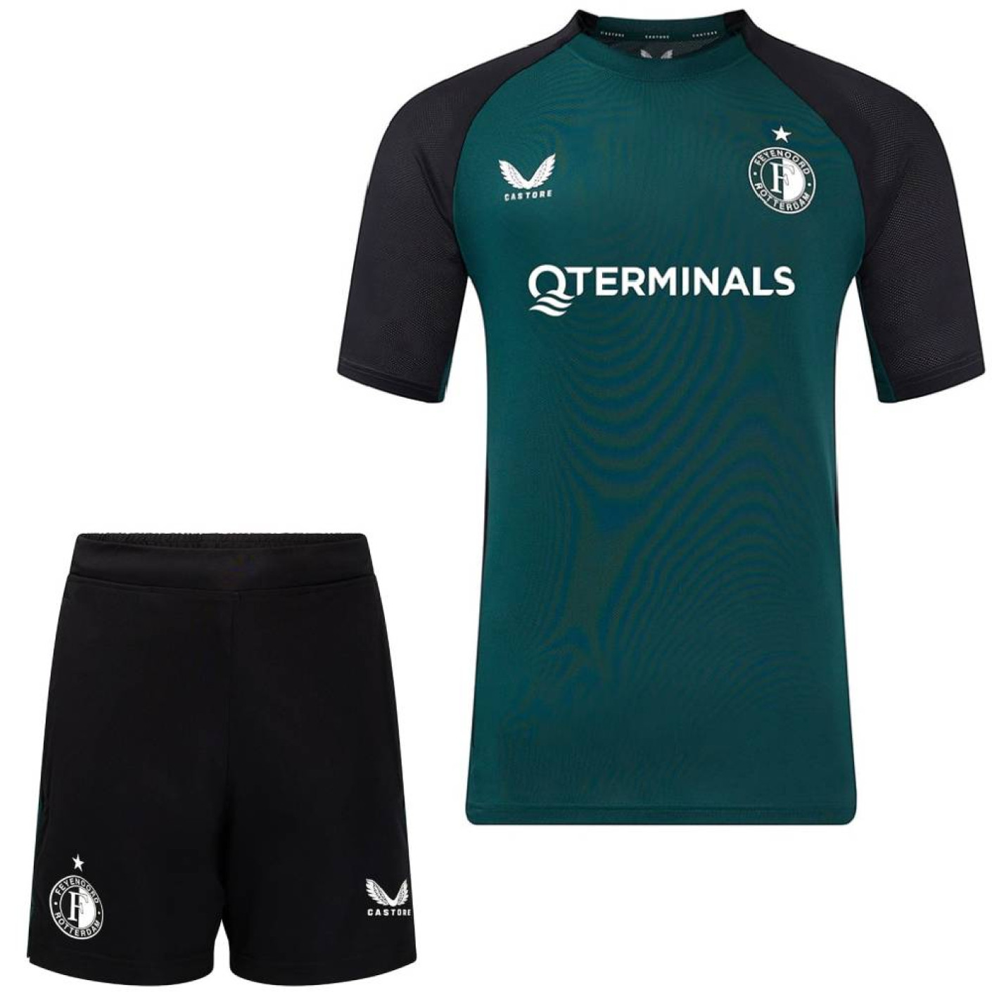 Set d'entraînement Castore Feyenoord 2024-2025 Vert foncé noir blanc