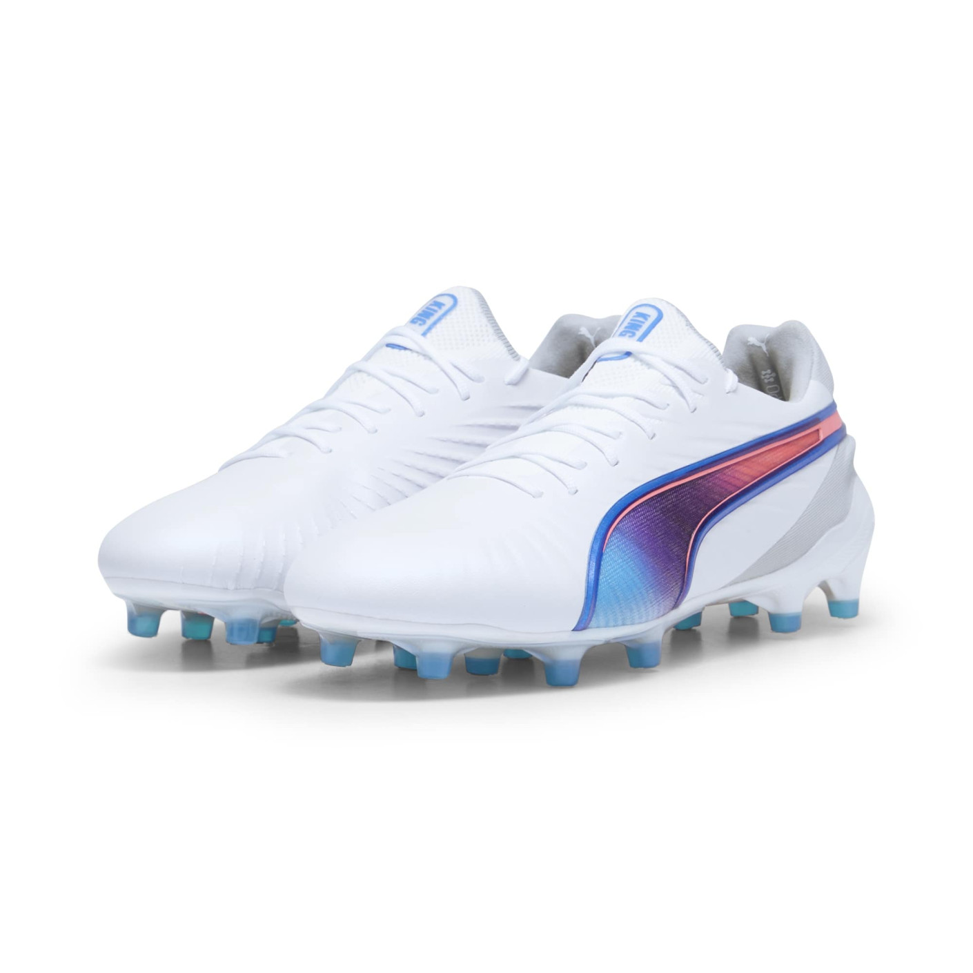 PUMA King Ultimate Gazon Naturel Gazon Artificiel Chaussures de Foot (MG) Femmes Blanc Bleu Rose Clair