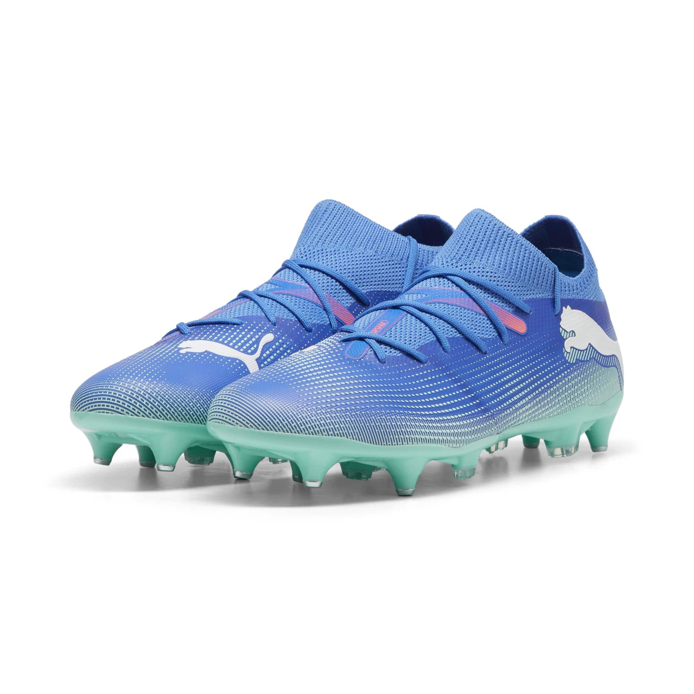 PUMA Future 7 Match Crampons Vissés Chaussures de Foot (SG) Bleu Turquoise Blanc