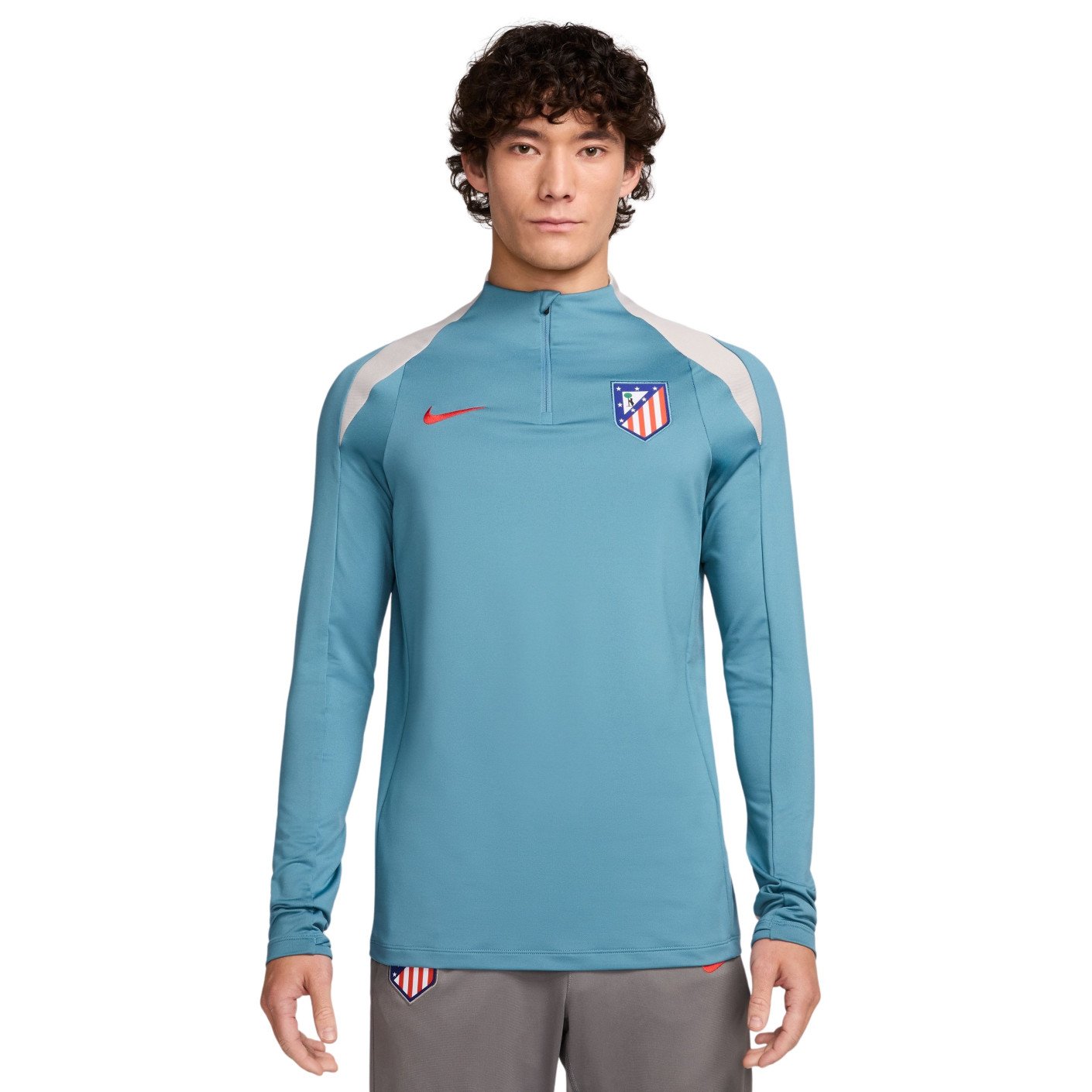 Nike Atletico Madrid Strike Trainingstrui 1/4-Zip 2024-2025 Lichtblauw Grijs Rood