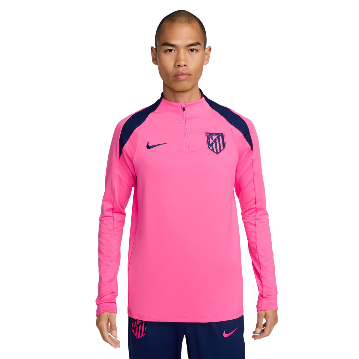 Nike Atletico Madrid Strike Haut d'Entraînement 1/4-Zip 2024-2025 Rose Bleu Foncé