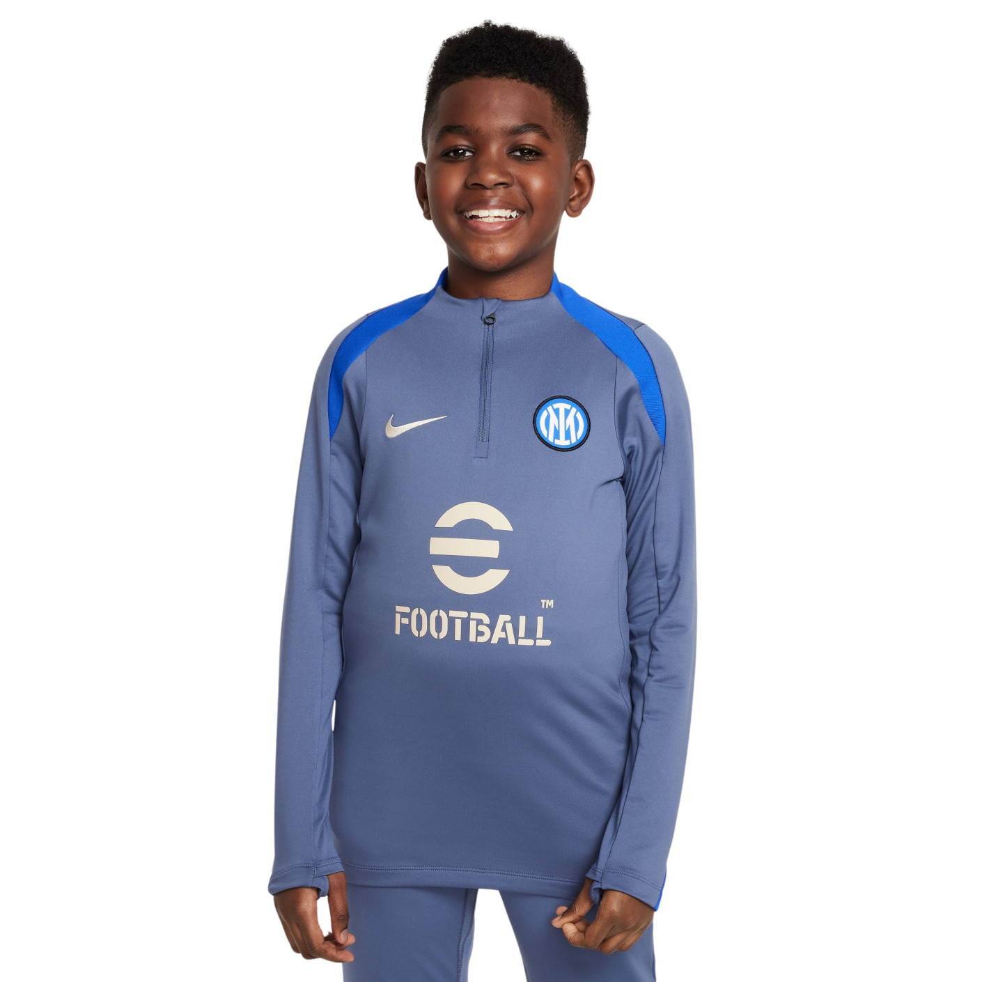 Nike Inter Milan Strike Haut d'Entraînement 1/4-Zip 2024-2025 Enfants Gris-Bleu Bleu Beige