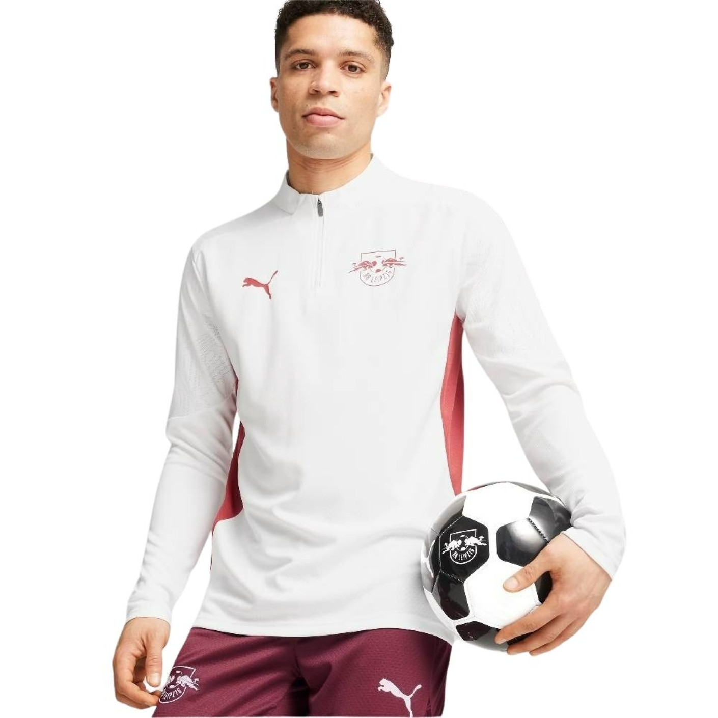 PUMA RB Leipzig Haut d'Entraînement 1/4 Zip 2024-2025 Blanc Rouge