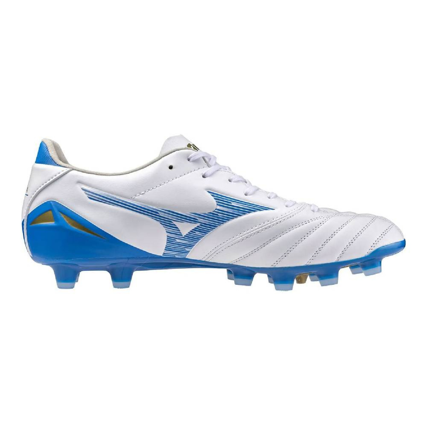 Mizuno Morelia Neo IV Pro Gazon Naturel Chaussures de Foot (FG) Blanc Bleu