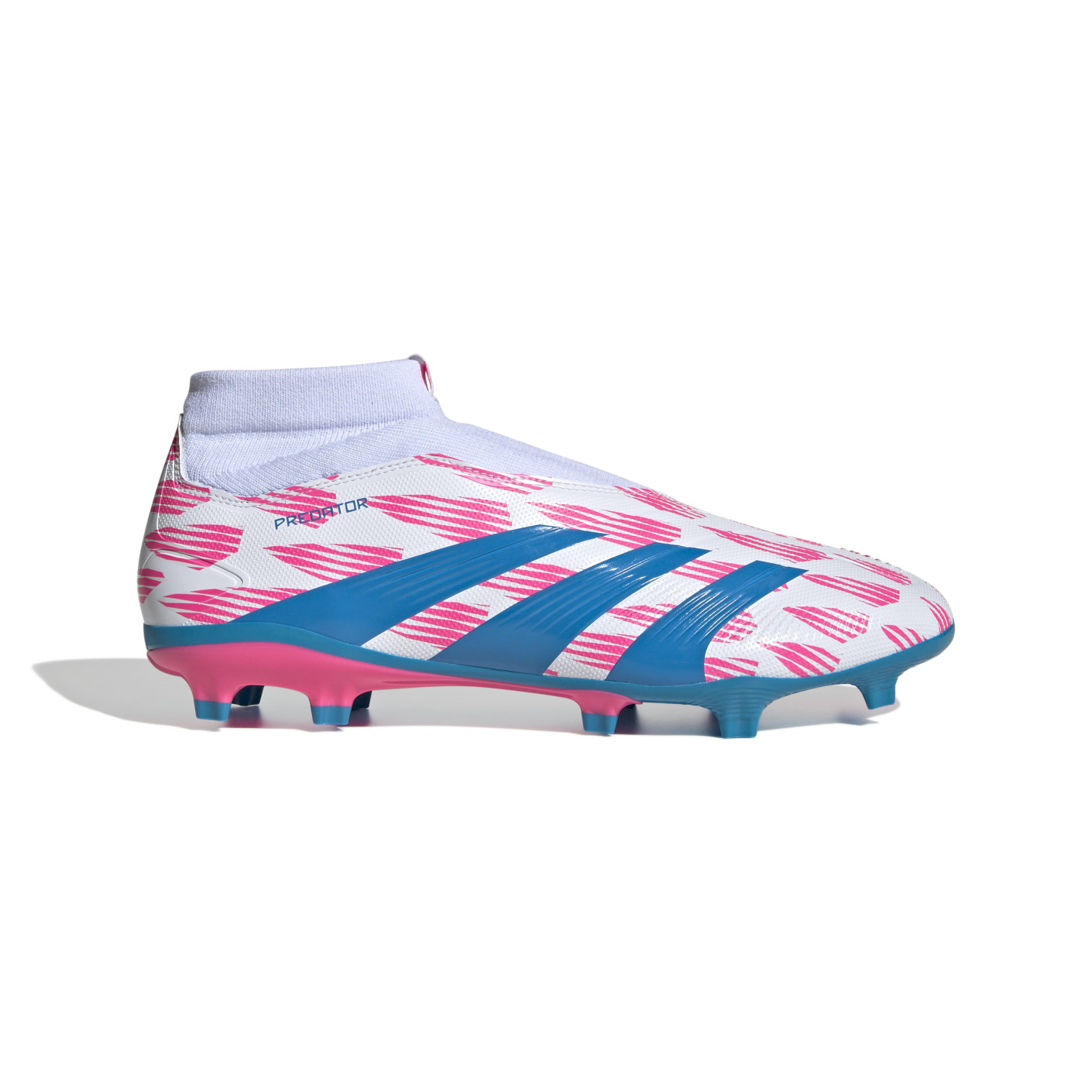 adidas Predator League Sans Lacets Gazon Naturel Chaussures de Foot (FG) Blanc Rose Bleu