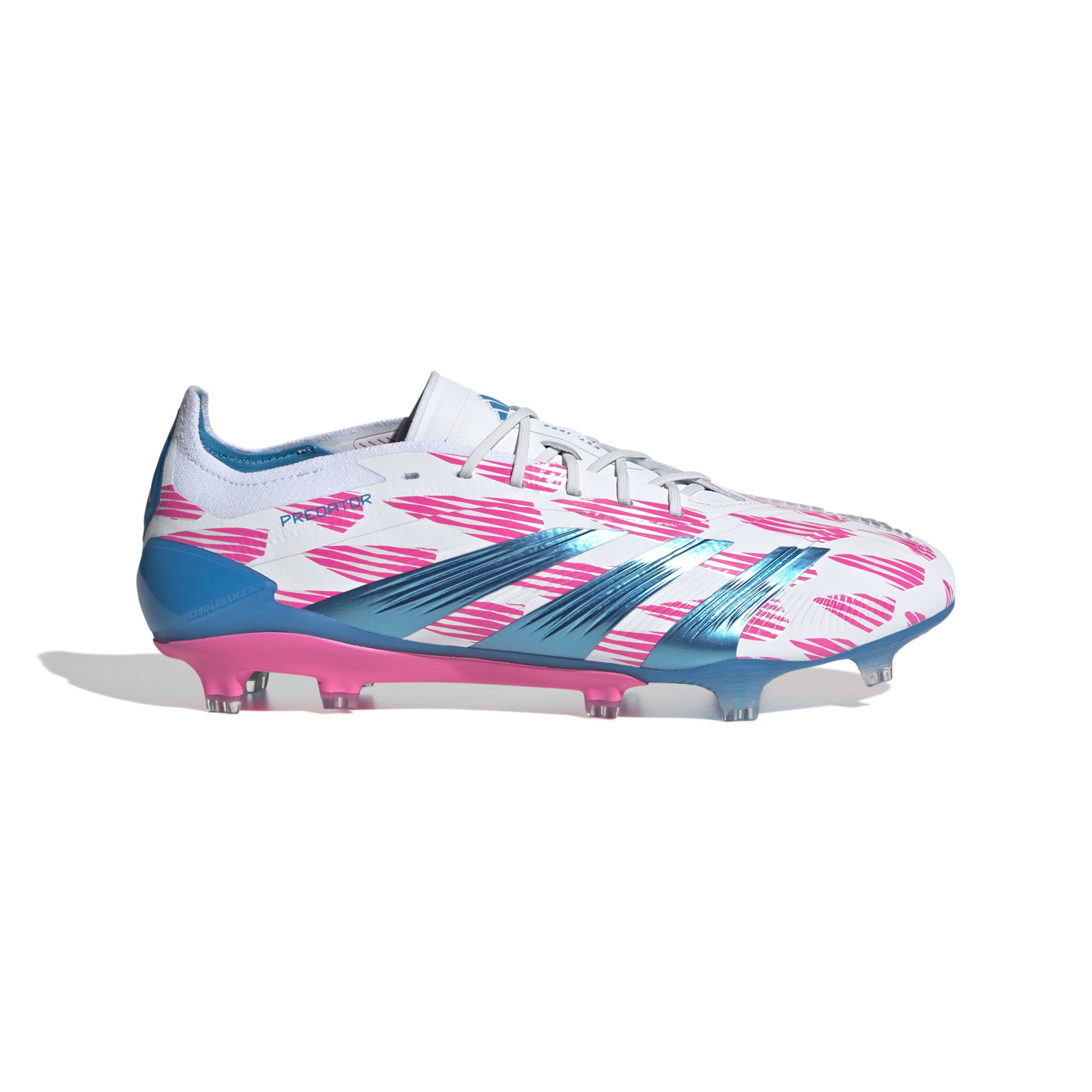 adidas Predator Elite Gazon Naturel Chaussures de Foot (FG) Blanc Rose Bleu