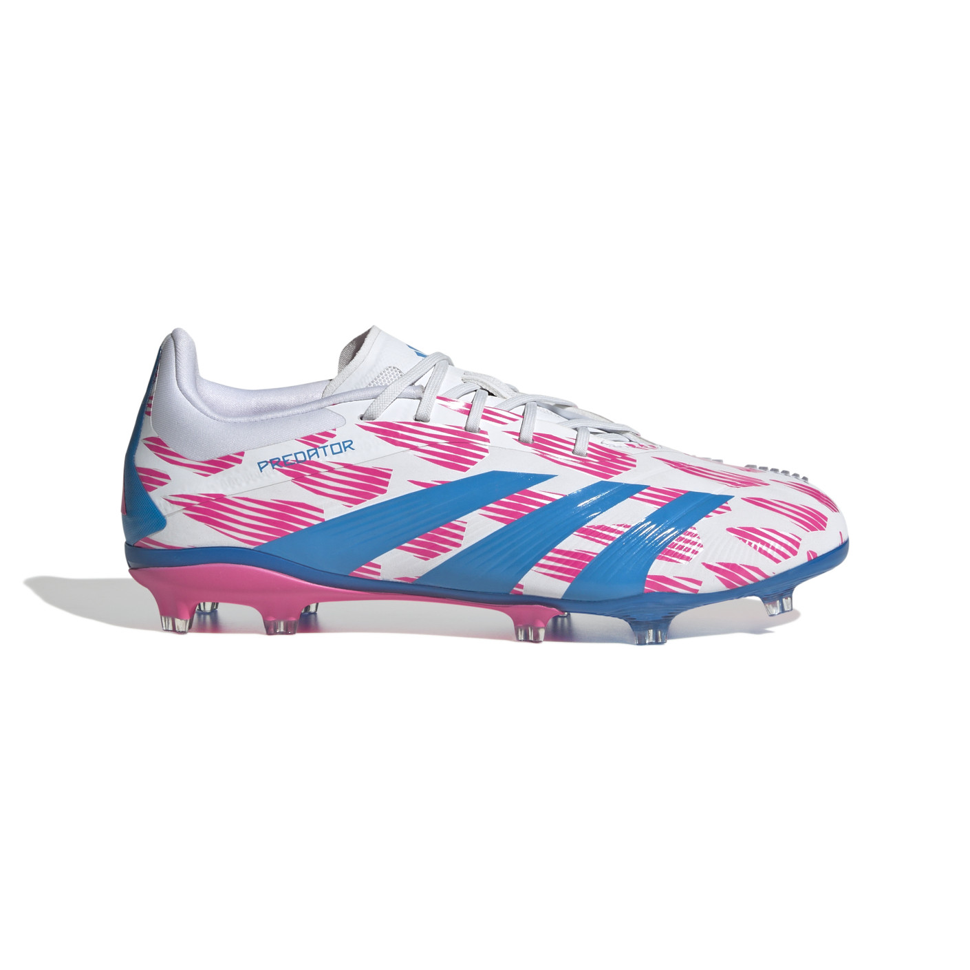 adidas Predator Elite Gazon Naturel Chaussures de Foot (FG) Enfants Blanc Rose Bleu