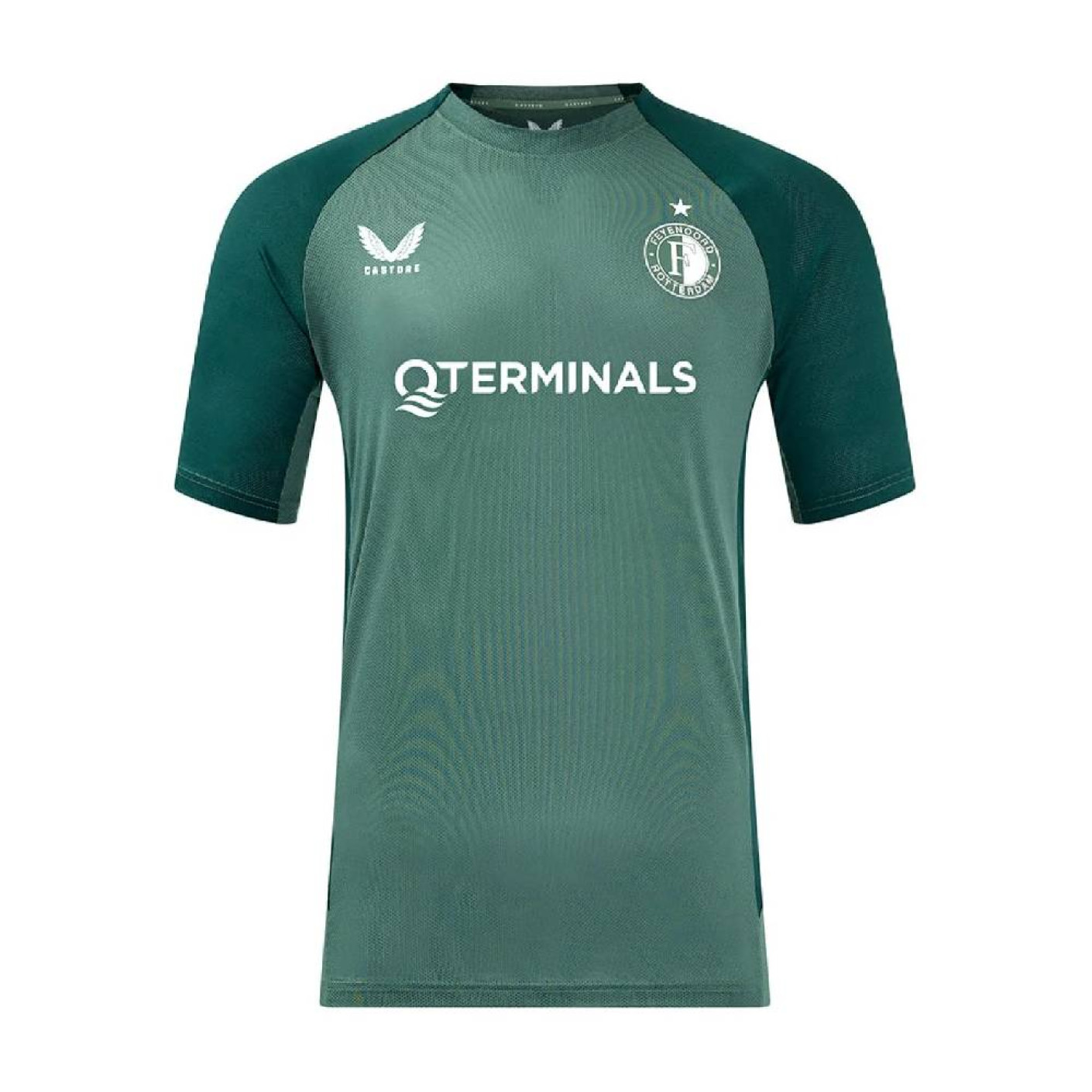 Chemise d'entraînement Castore Feyenoord 2024-2025 pour enfants, vert foncé, vert, blanc