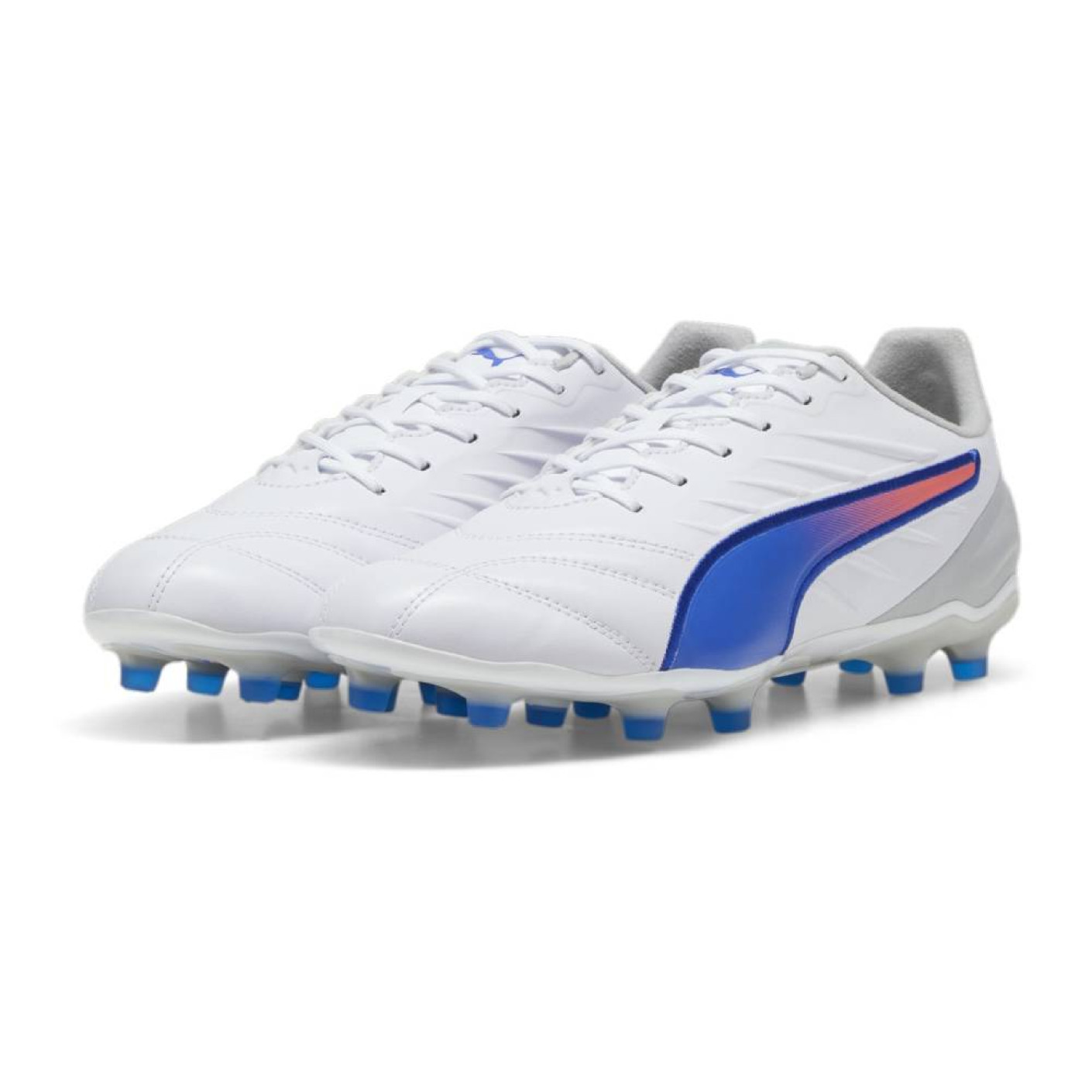 PUMA King Pro Gazon Naturel Gazon Artificiel Chaussures de Foot (MG) Blanc Bleu Rose Clair