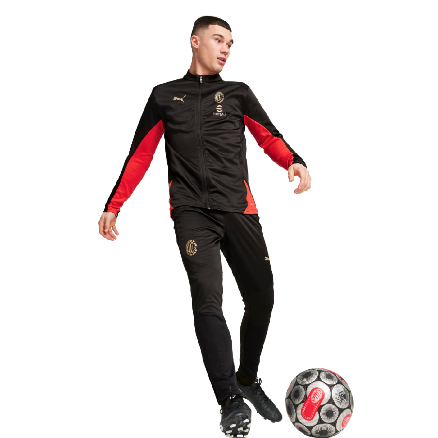 PUMA AC Milan Trainingspak Full-Zip 2024-2025 Zwart Rood