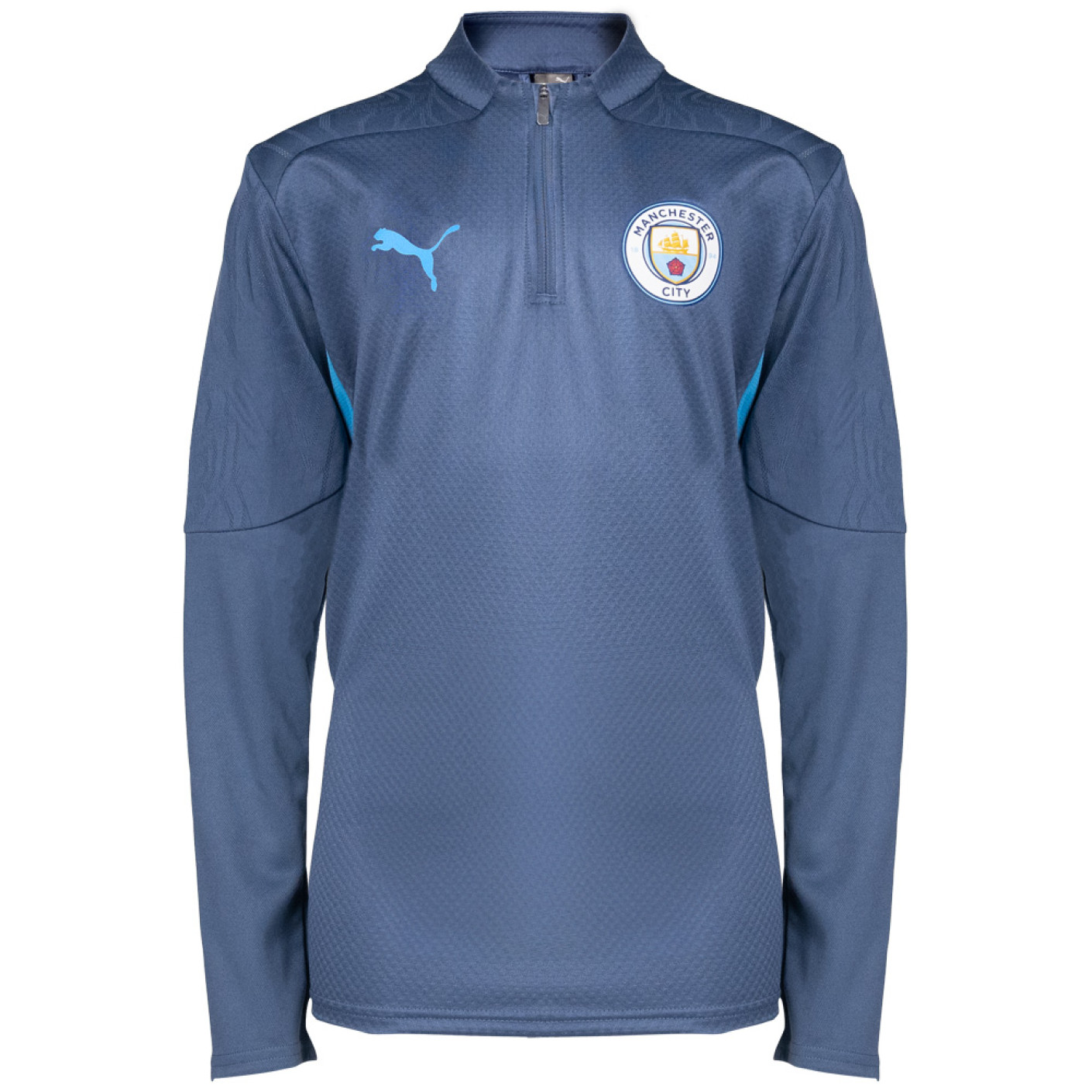 PUMA Manchester City Haut d'Entraînement 1/4 Zip 2024-2025 Enfants Bleu Foncé Bleu Clair