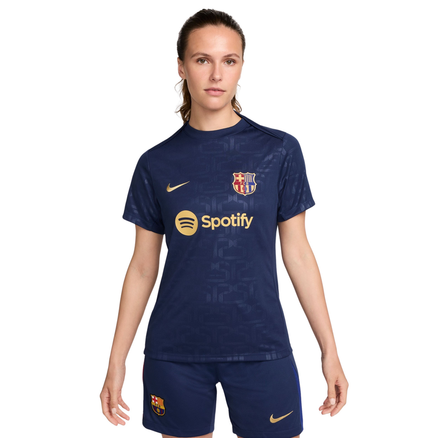 Nike FC Barcelone Pre-Match Maillot d'Entraînement 2024-2025 Femmes Bleu Foncé Doré