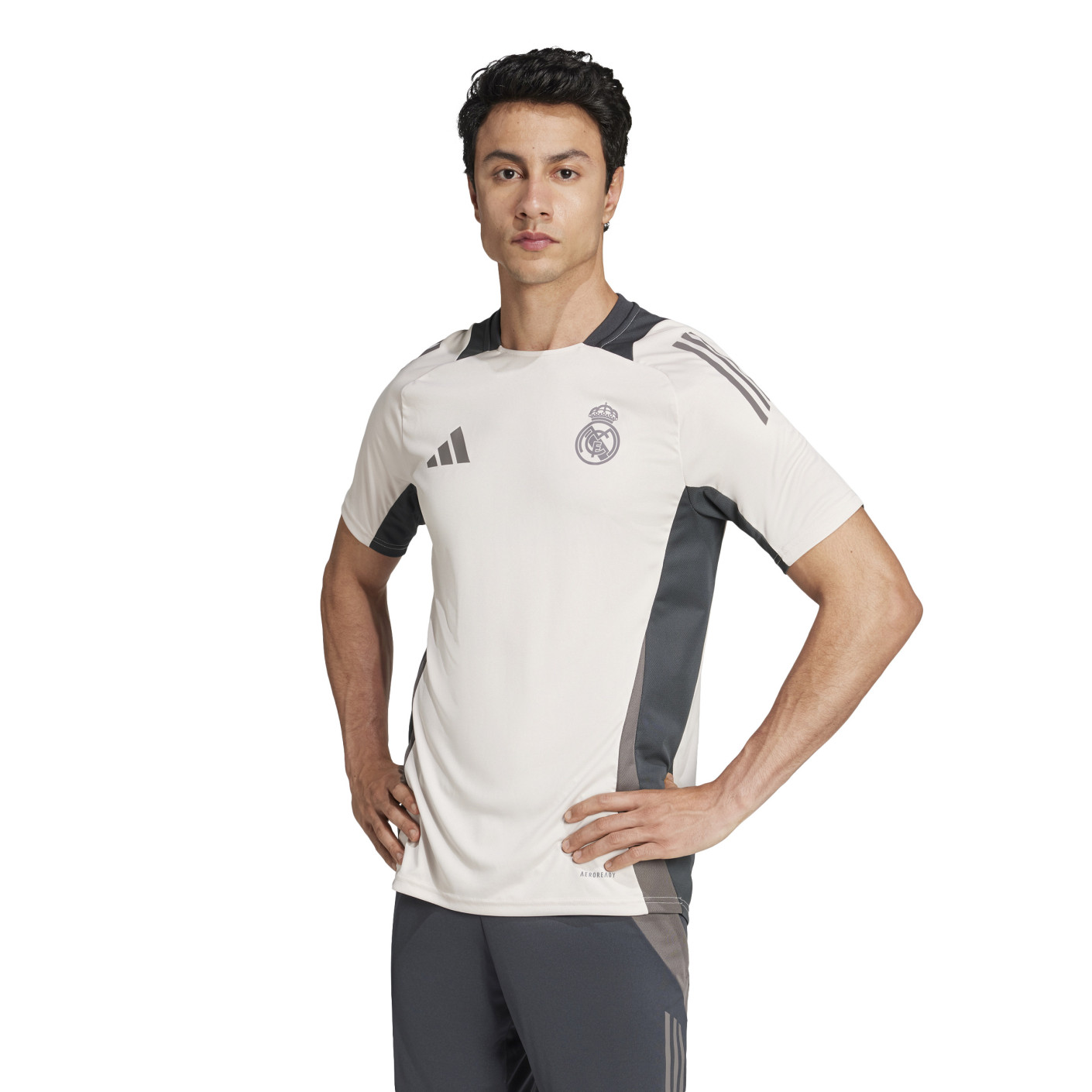 adidas Real Madrid Trainingsshirt Europees 2024-2025 Beige Donkergrijs Bruin