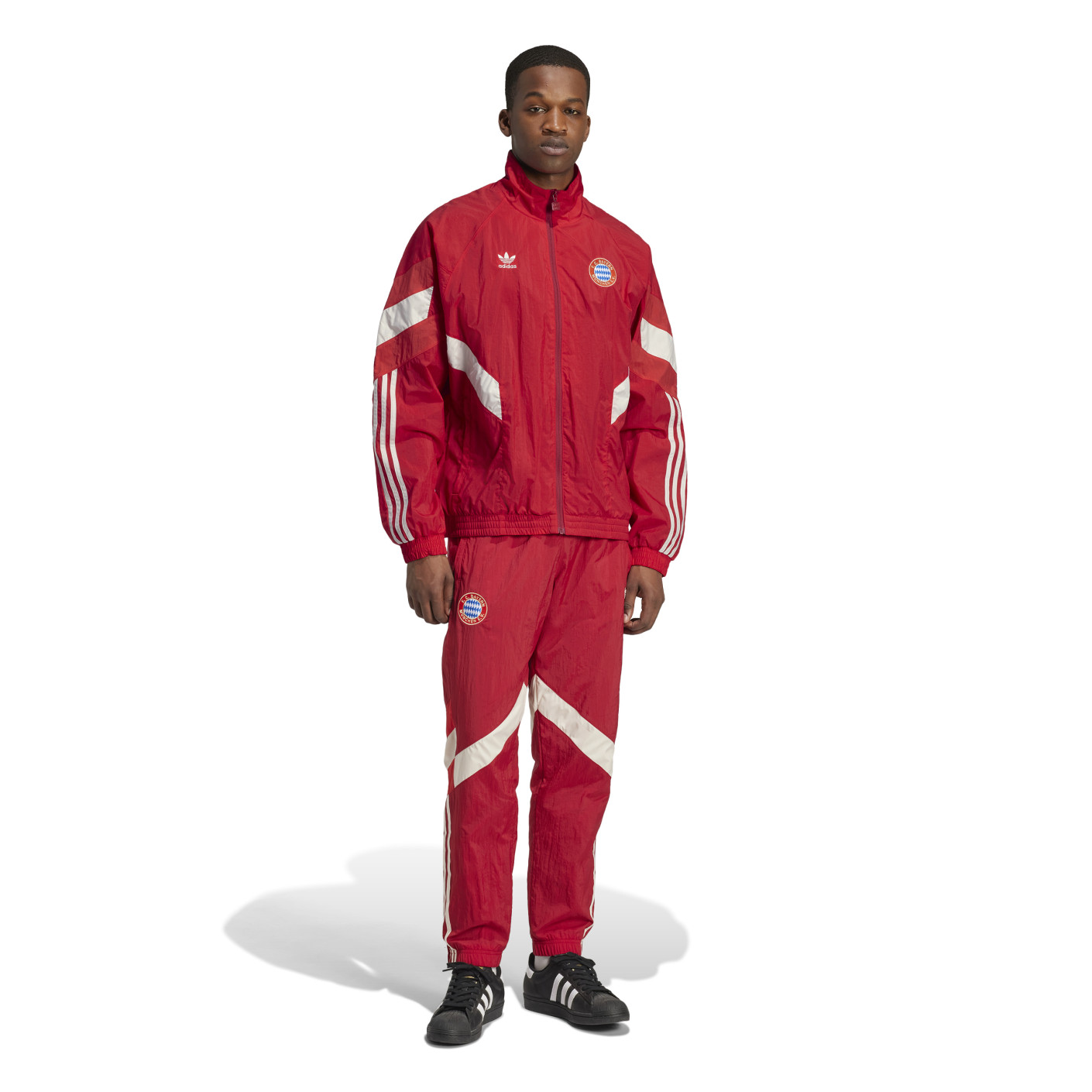 adidas Bayern Munich Originals Survetement Full Zip 2024 2025 Rouge Beige