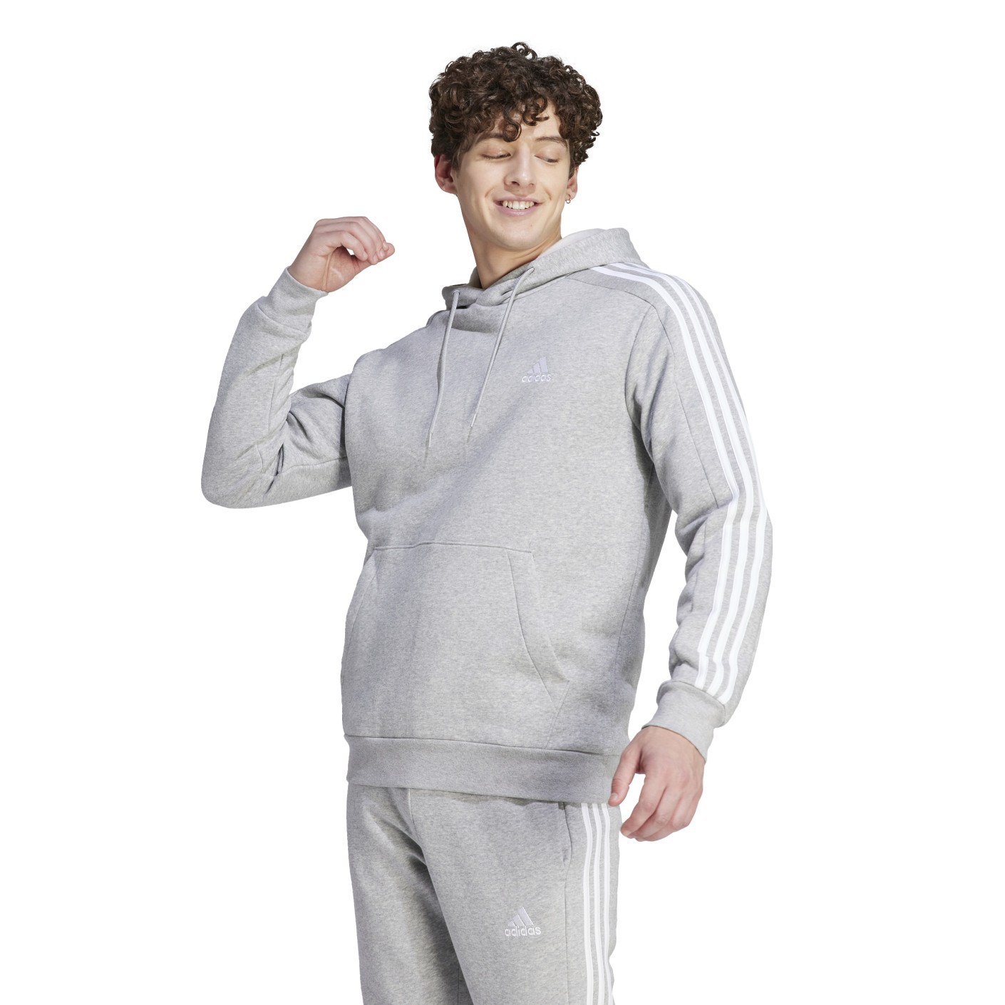 adidas Essentials Fleece Sweat à Capuche Gris Blanc