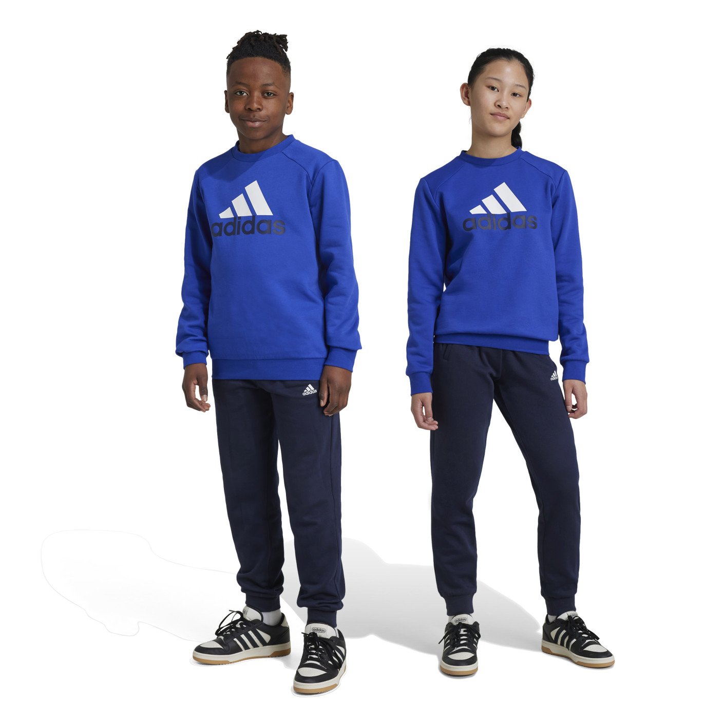 adidas Essentials Big Logo Fleece Joggingpak Kids Blauw Zwart Wit