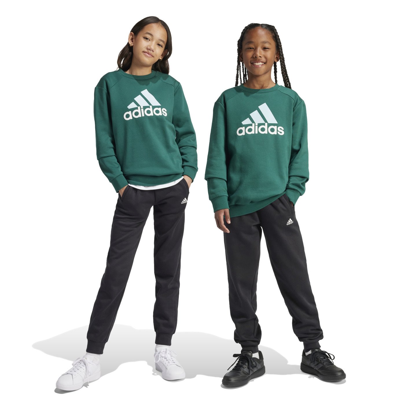 adidas Essentials Big Logo Fleece Survêtement Enfants Vert Foncé Noir Blanc