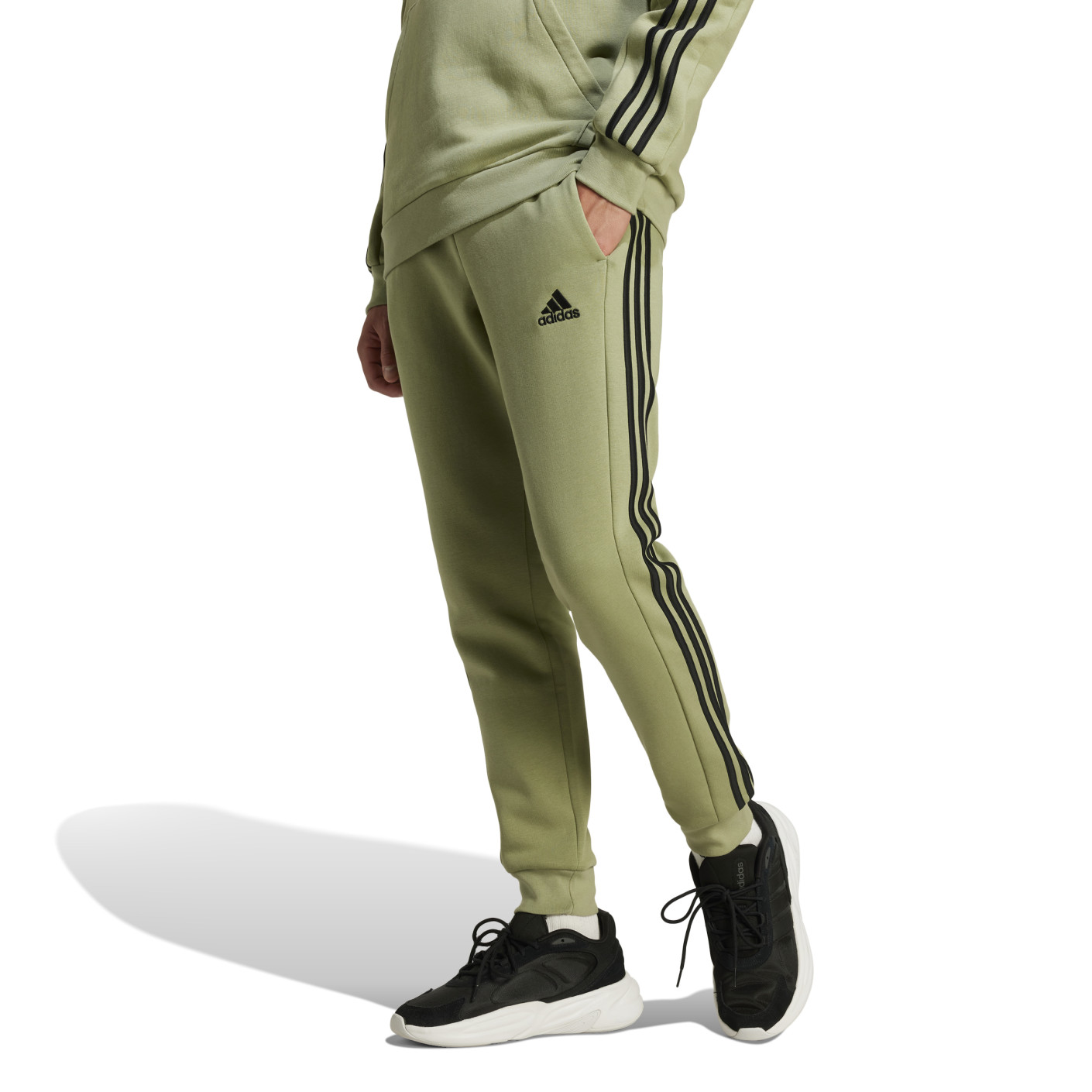 adidas Essentials Fleece Joggingbroek Olijfgroen Zwart