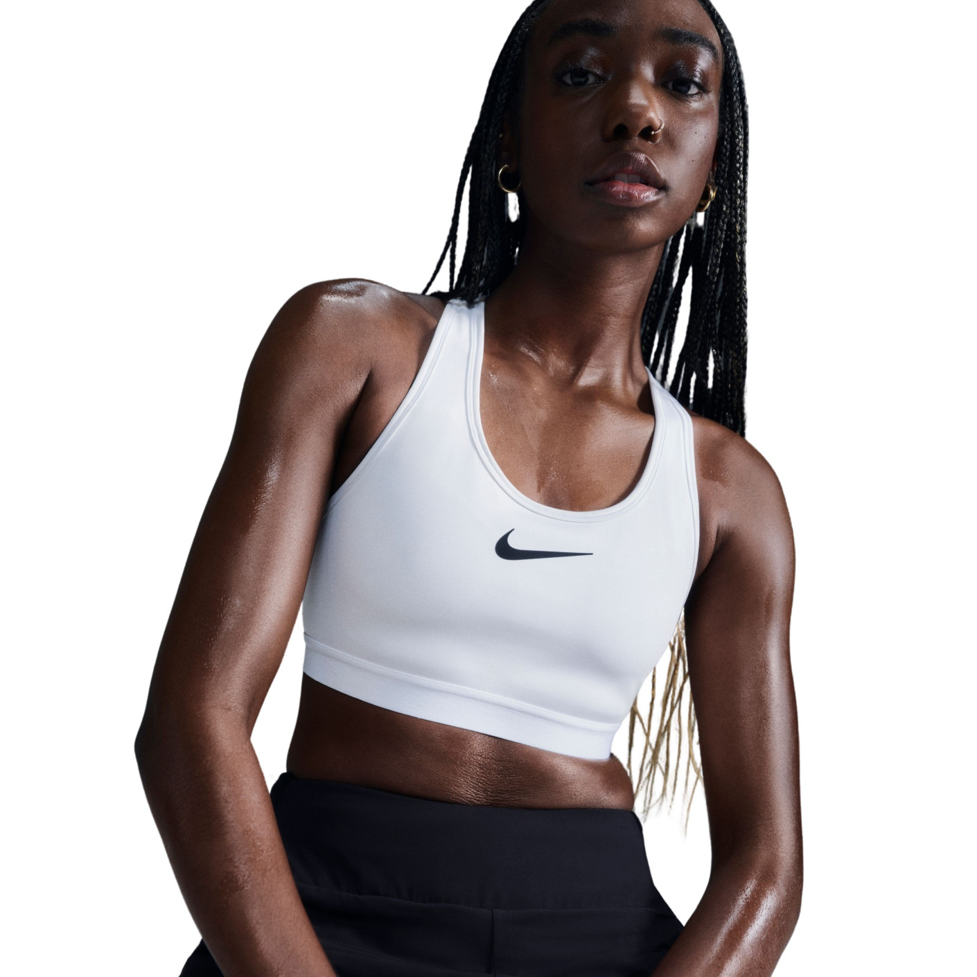 Soutien-gorge de sport Nike Swoosh High Support pour femmes, blanc et noir