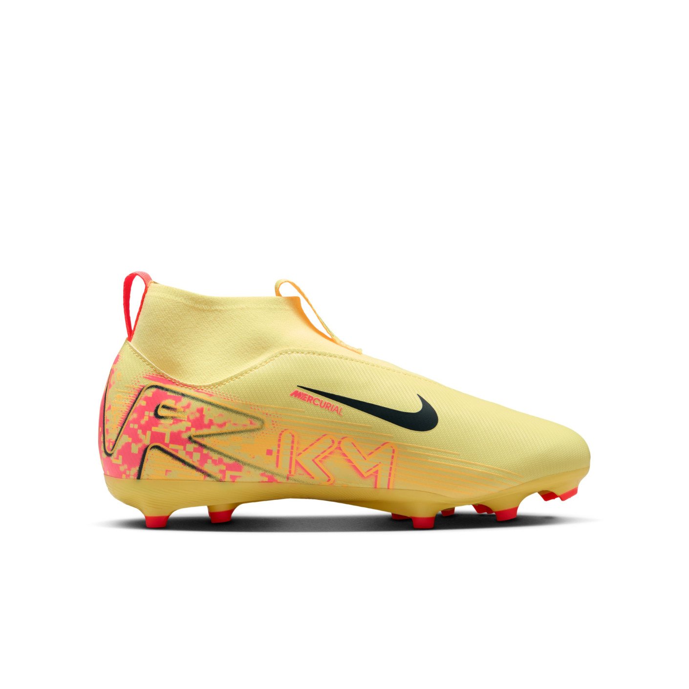 Nike Zoom Mercurial Superfly 10 Mbappe Academy Gazon Naturel Artificiel Chaussures de Foot MG Enfants Jaune Rose Orange