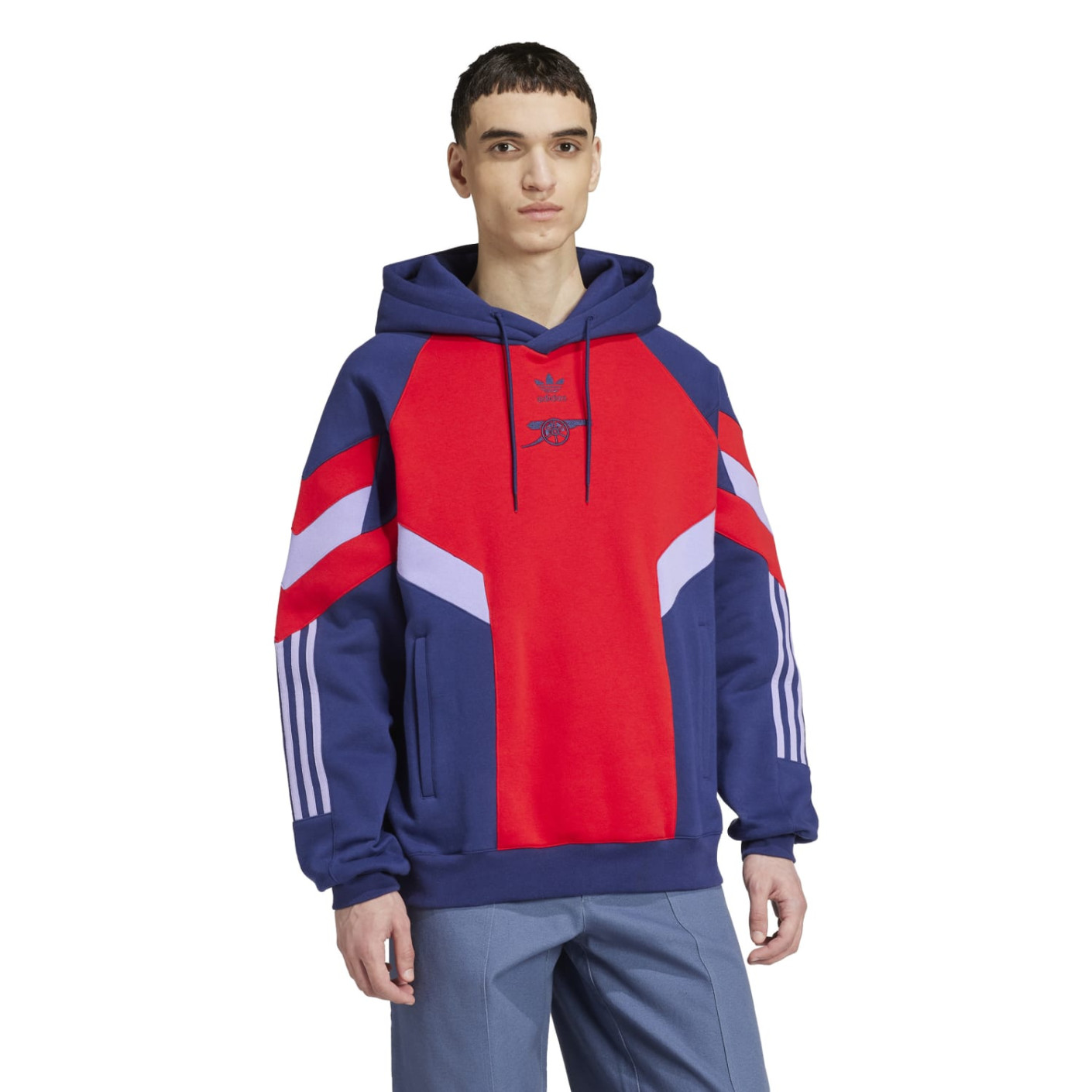 adidas Arsenal Originals Sweat à Capuche 2024-2025 Bleu Foncé Rouge Mauve Clair