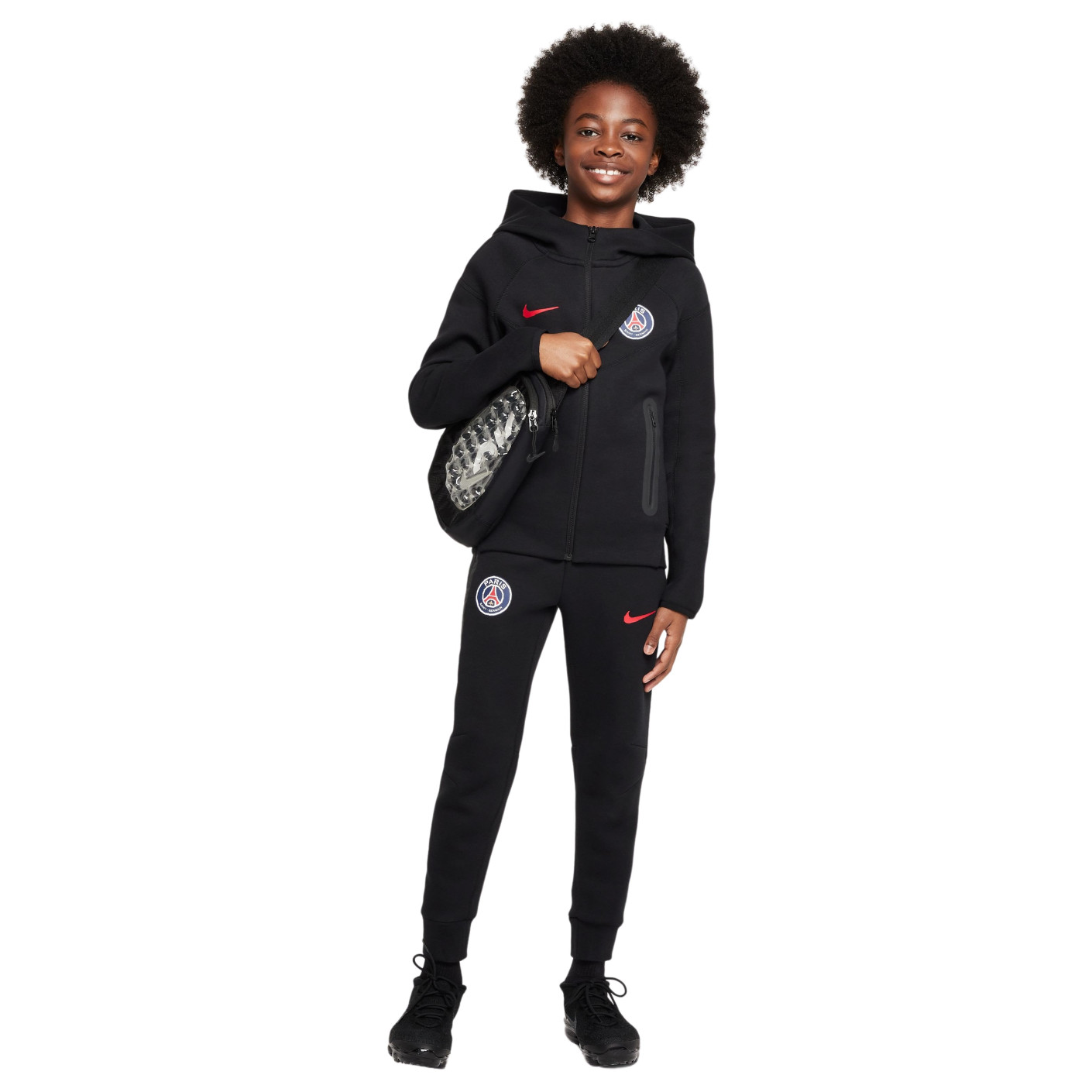 Nike Paris Saint-Germain Tech Fleece Survêtement 2024-2025 Enfants Noir Anthracite Rouge