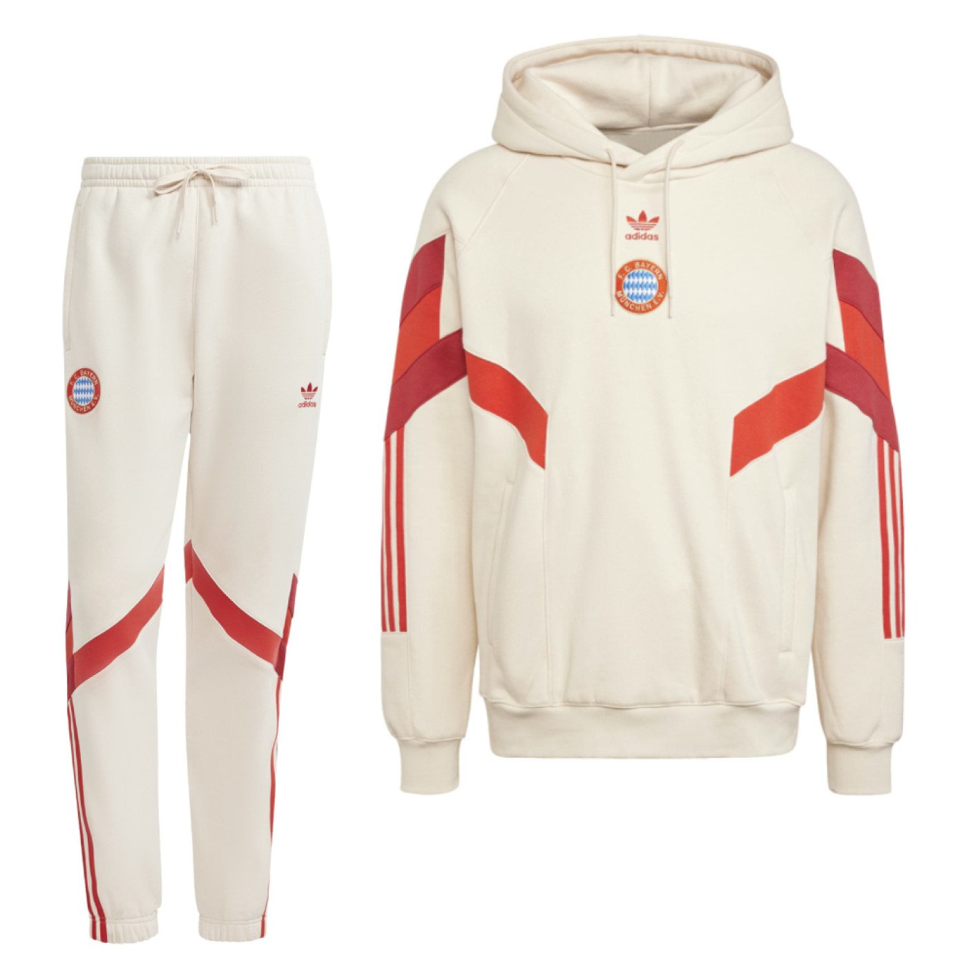 adidas Bayern München Originals Hooded Trainingspak 2024-2025 Beige Rood