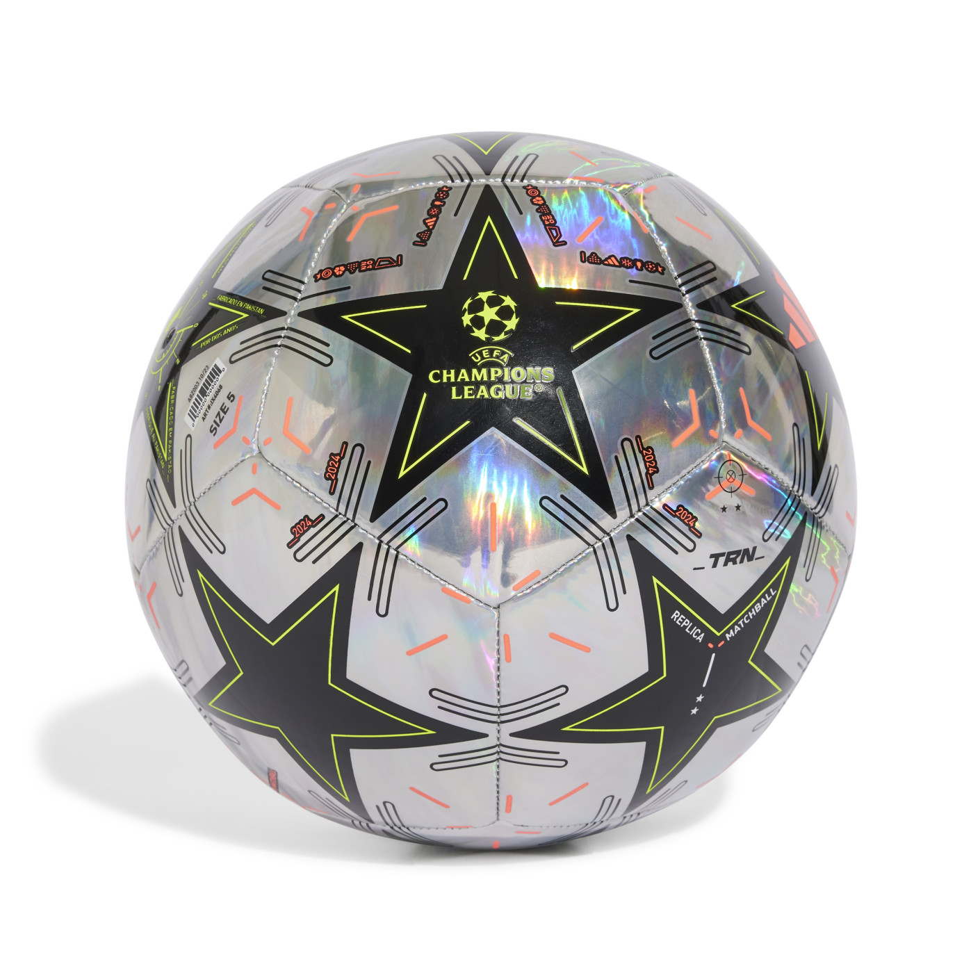 adidas UEFA Champions League Training Foil Voetbal Maat 5 Zilver Zwart Geel