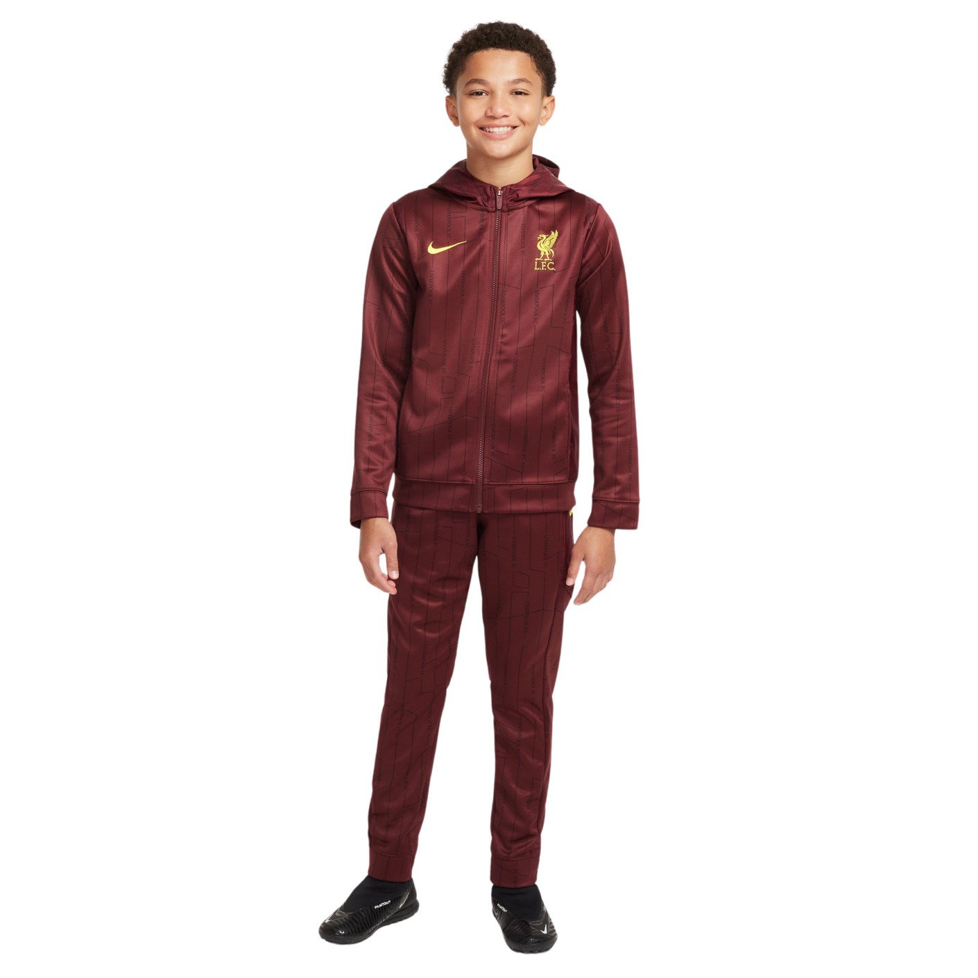 Nike Liverpool Strike Survêtement à Capuche Full-Zip 2024-2025 Enfants Bordeaux Jaune