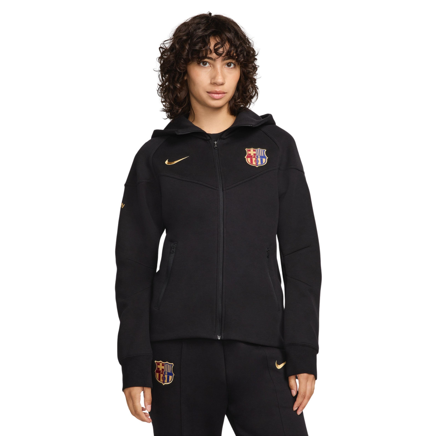 Nike FC Barcelona Tech Fleece Vest 2024-2025 Dames Zwart Goud