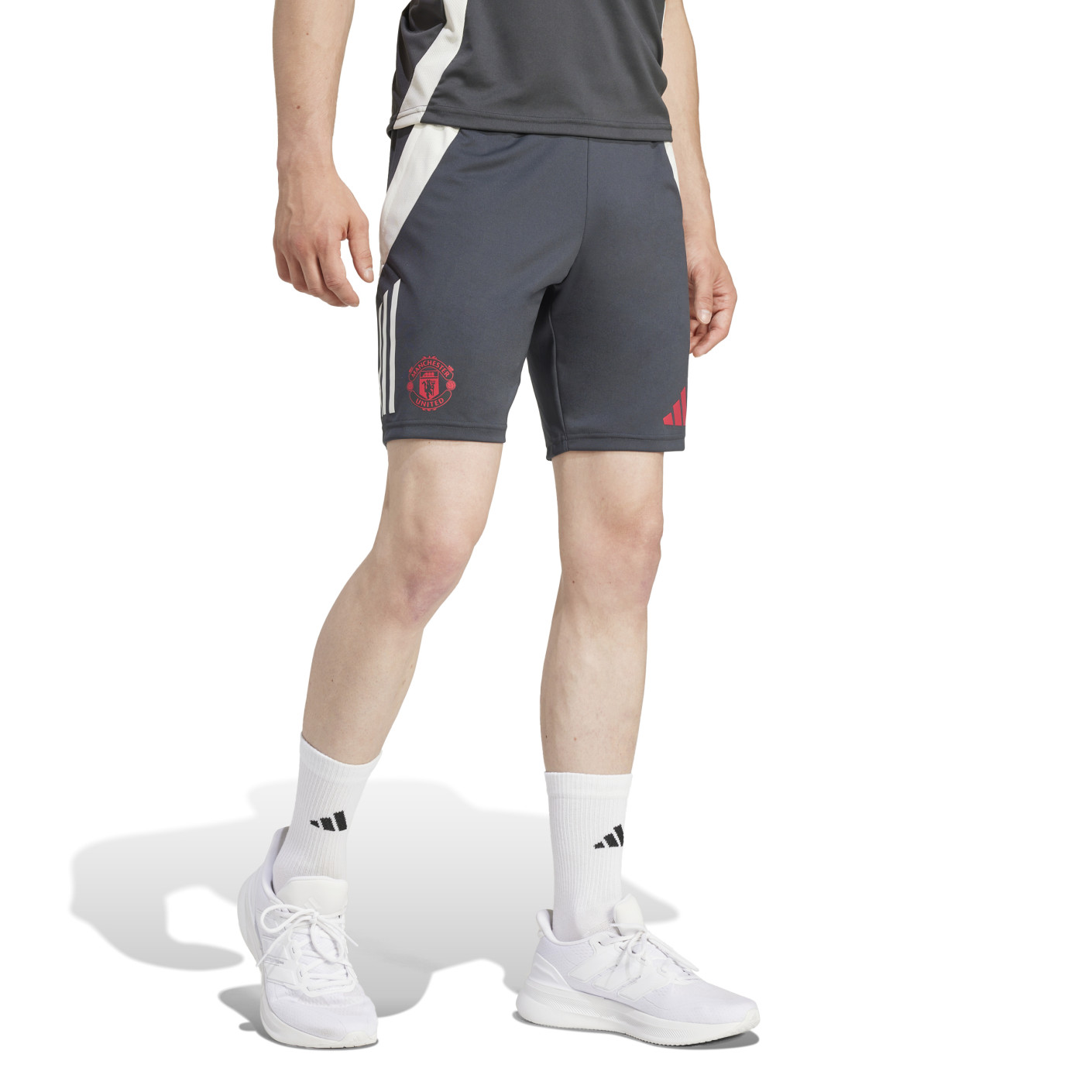 adidas Manchester United Trainingsbroekje Europees 2024-2025 Donkergrijs Wit Rood